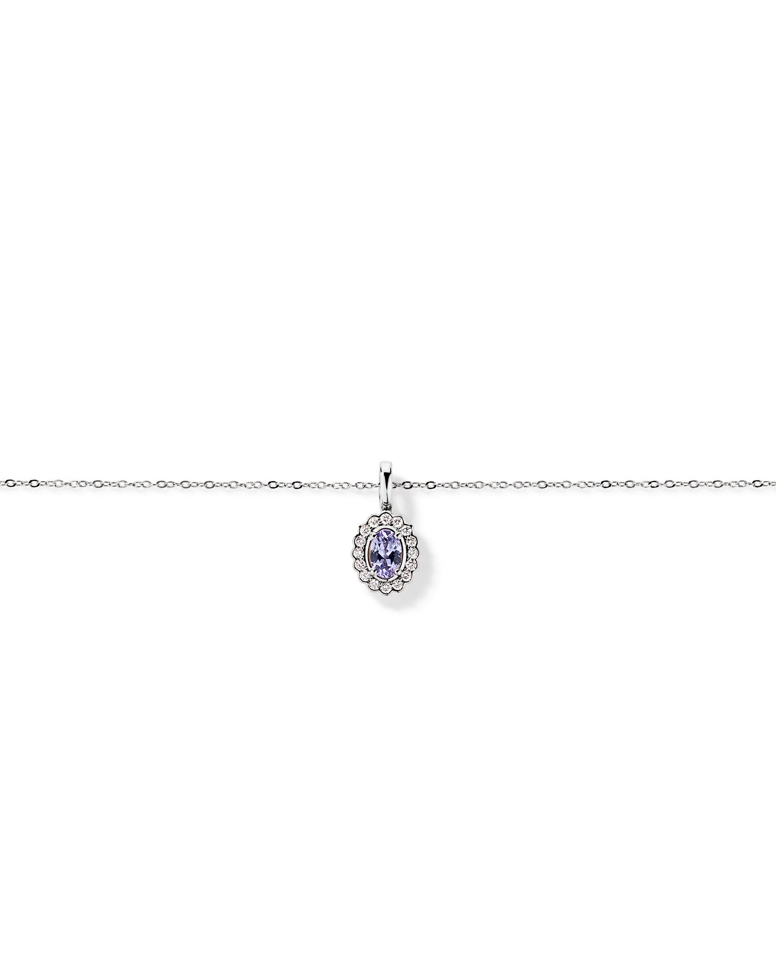 Tanzanite & 0,15TW de pendentif Halo en diamant avec cha&icirc;ne en or blanc 10 carats