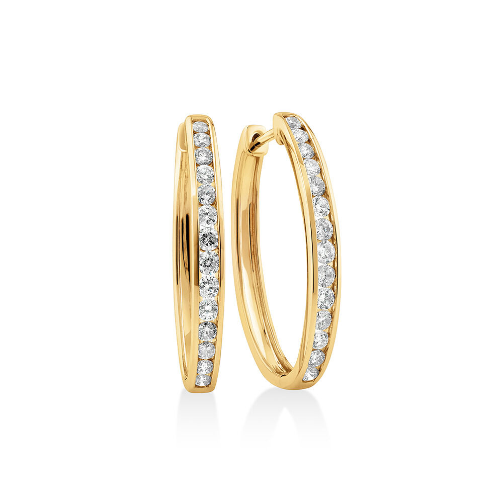 Huggie Earrings with 1.00 Carat TW of Diamonds in 10kt White Gold
