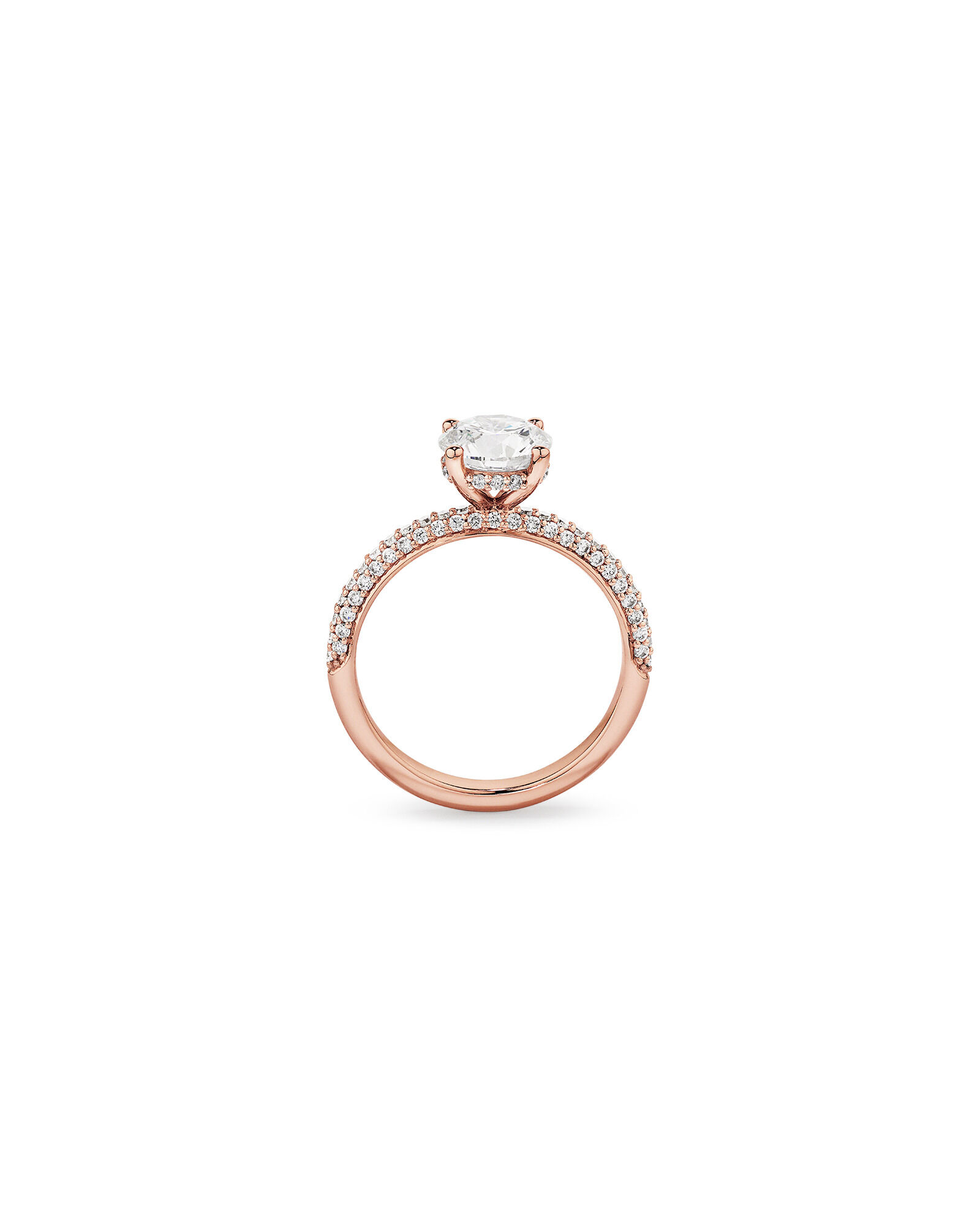 1.95 Carat TW Round Brilliant Laboratory-Grown Diamond Solitaire Side Accent Engagement Ring in 14kt Rose Gold