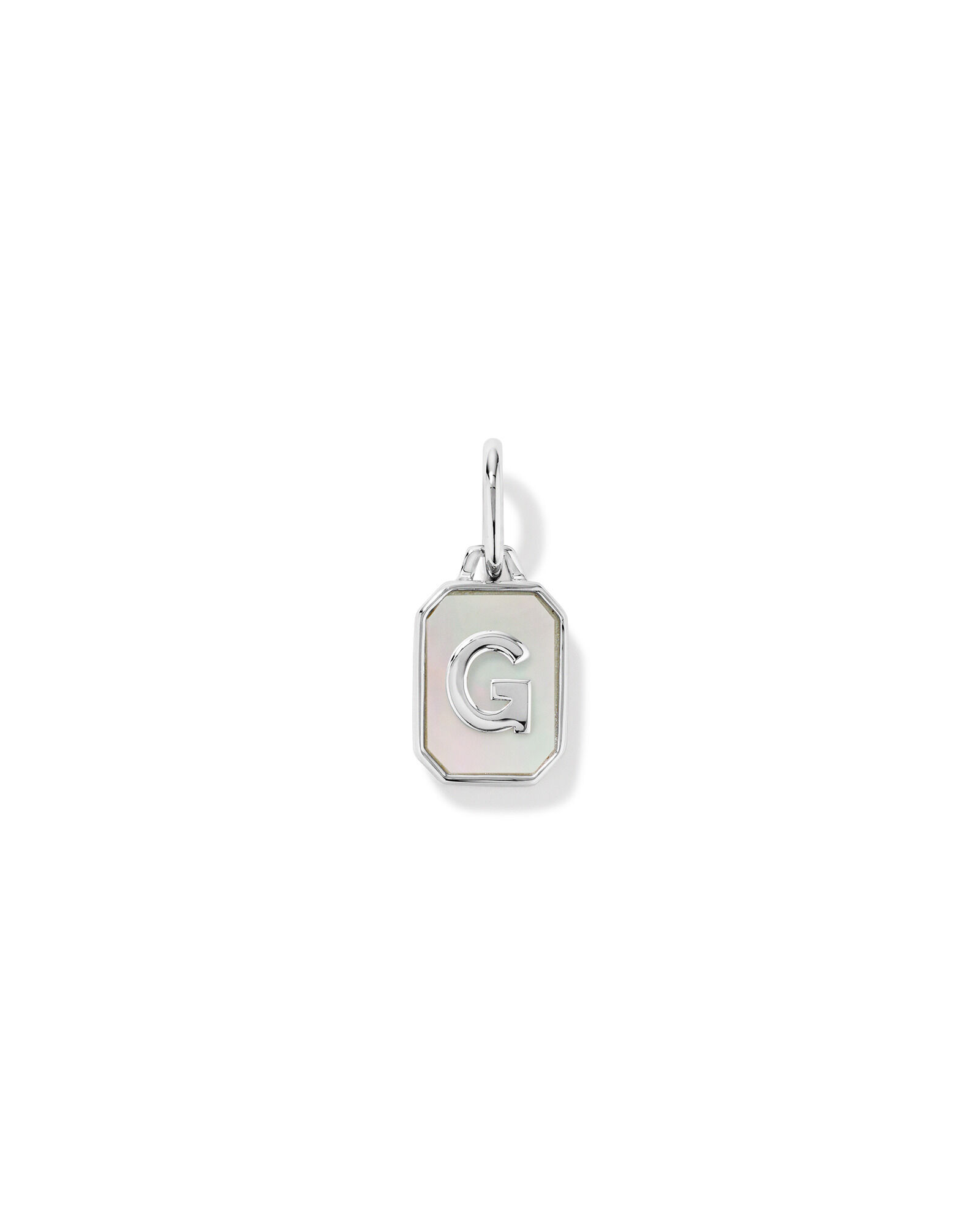 Letter G Mother of Pearl Initial Pendant in Sterling Silver
