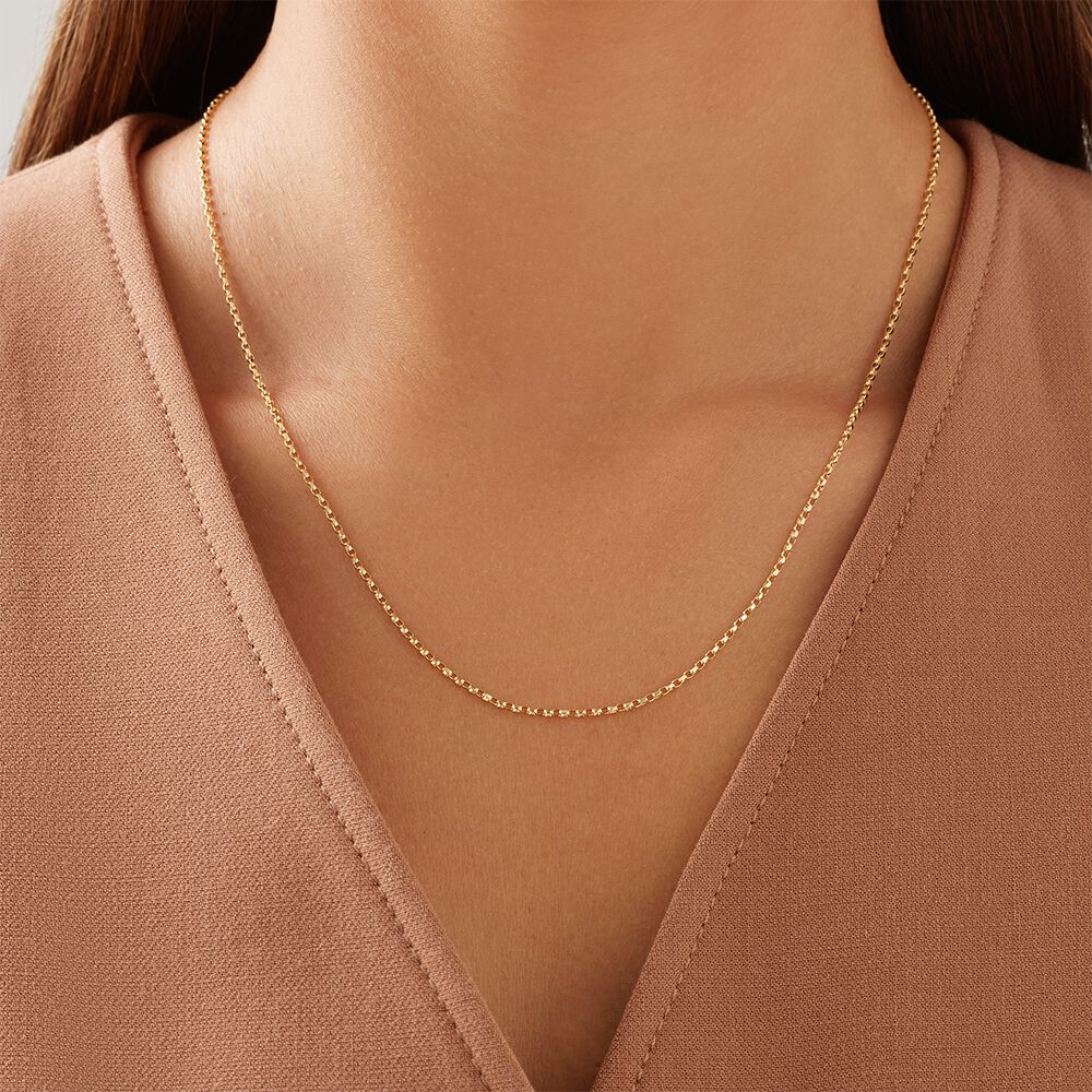 50cm (20") 1mm-1.5mm Width Diamond Cut Belcher Chain in 18kt Yellow Gold