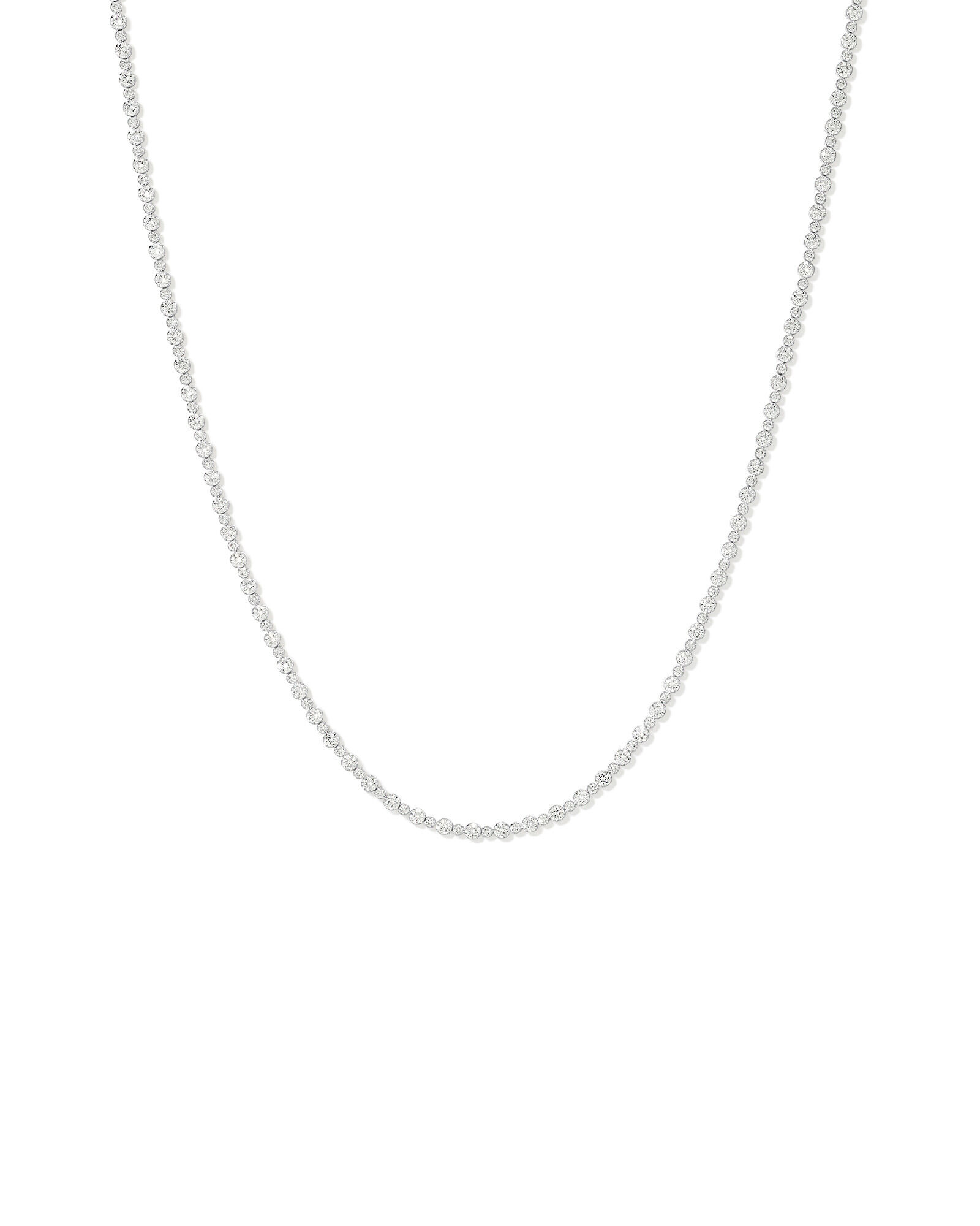 Cubic Zirconia Round Tennis Necklace in Sterling Silver