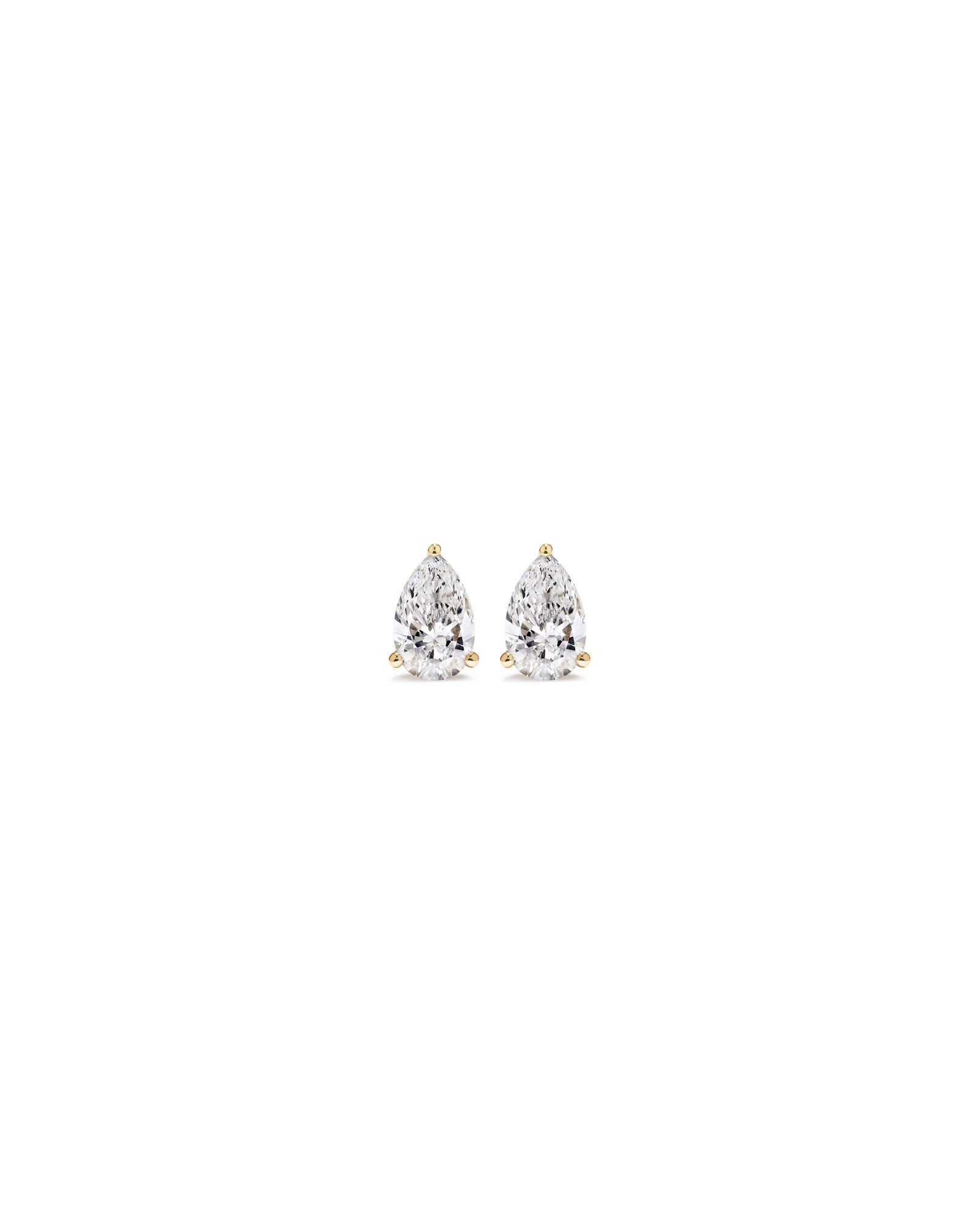 1.00 Carat TW Pear Cut Laboratory-Grown Diamond Solitaire Stud Earrings in 10kt Yellow Gold