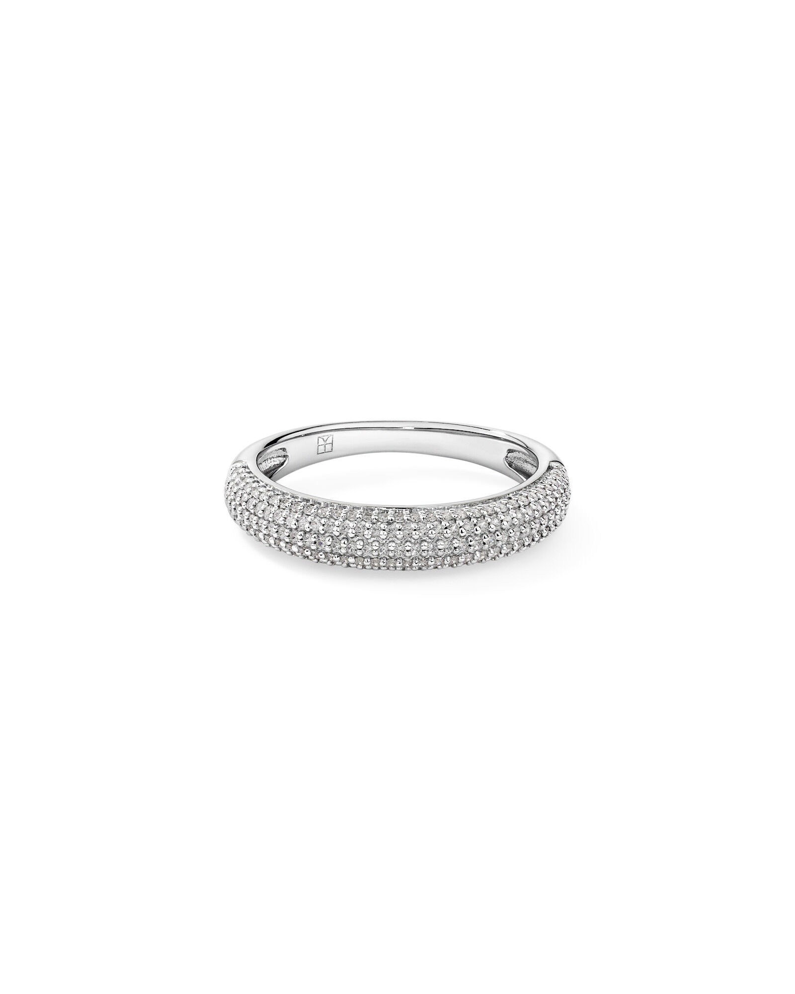 Classic Pav&eacute; Dome Ring with Cubic Zirconia in Sterling Silver