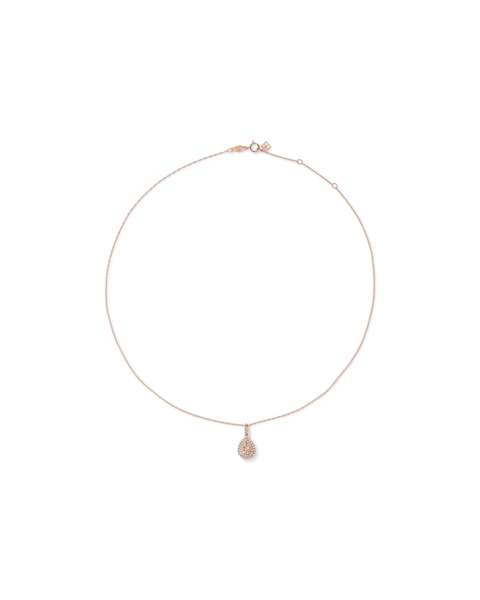 Pear Cut Morganite Gemstone and 0.25 Carat TW Diamond Halo Pendant Necklace in 10kt Rose Gold