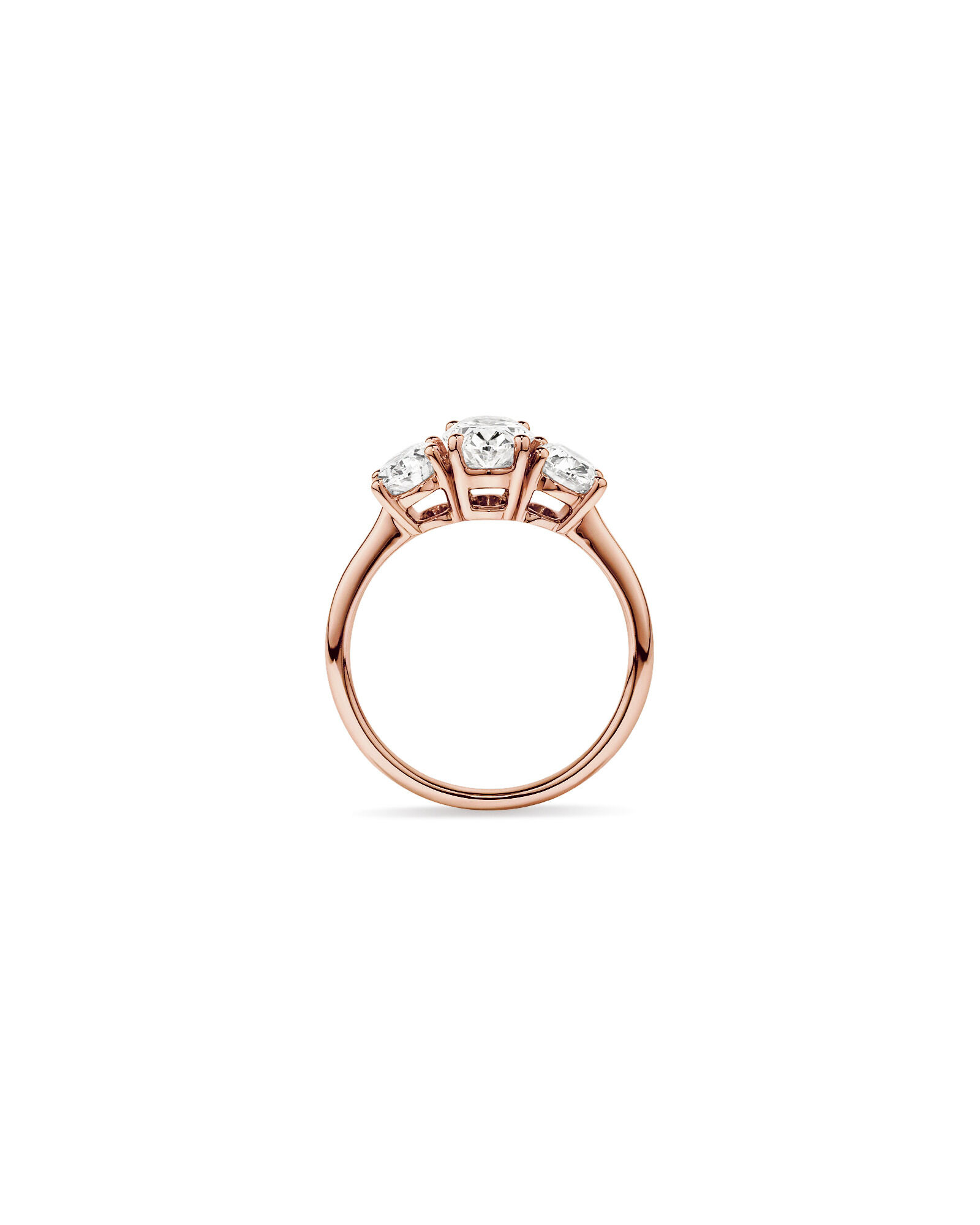 2 Carat Three Stone Oval Laboratory-Grown Diamond Engagement Ring In 14kt Rose Gold