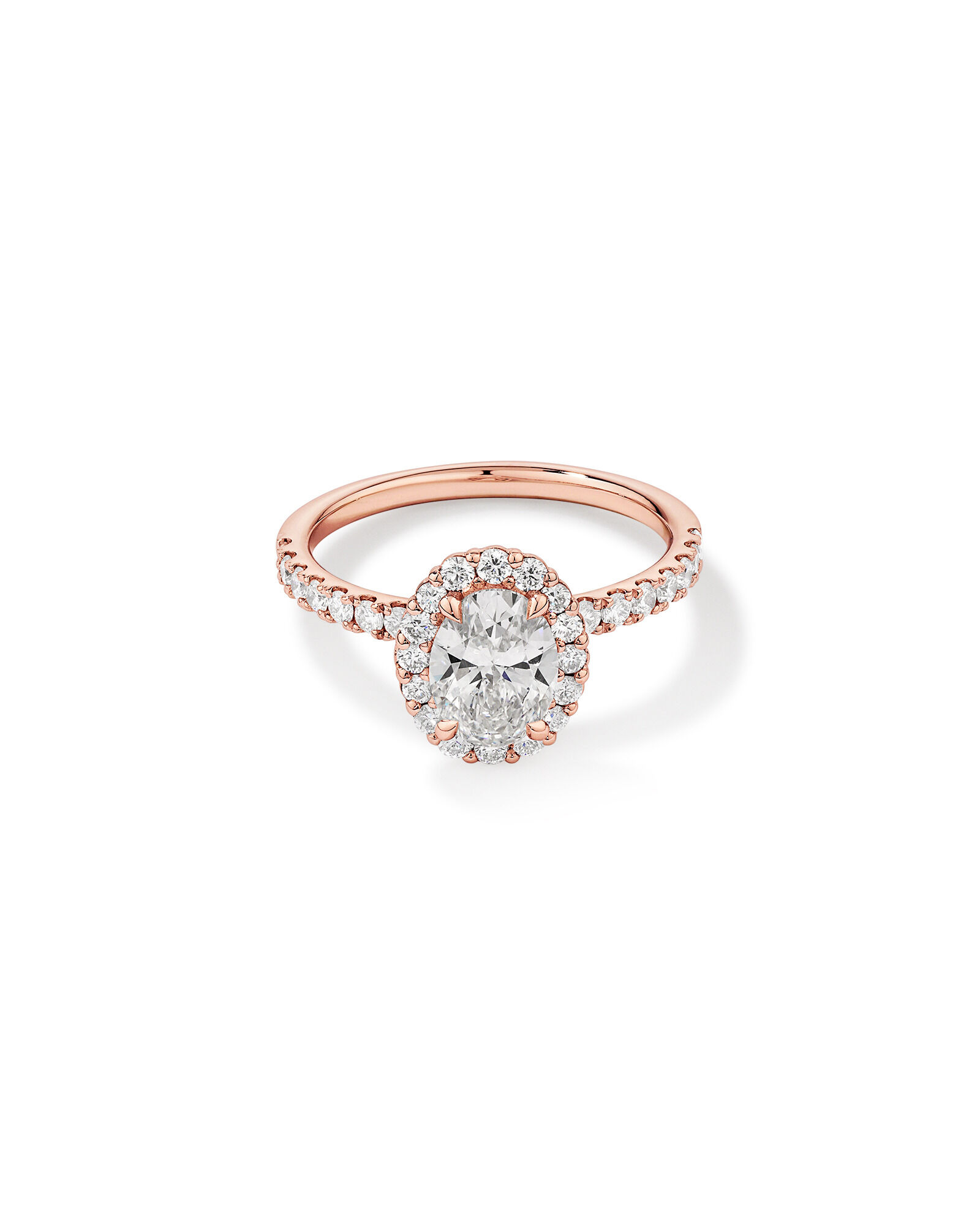 1.78 Carat TW Oval Laboratory-Grown Diamond Halo Engagement Ring in 14kt Rose and White Gold
