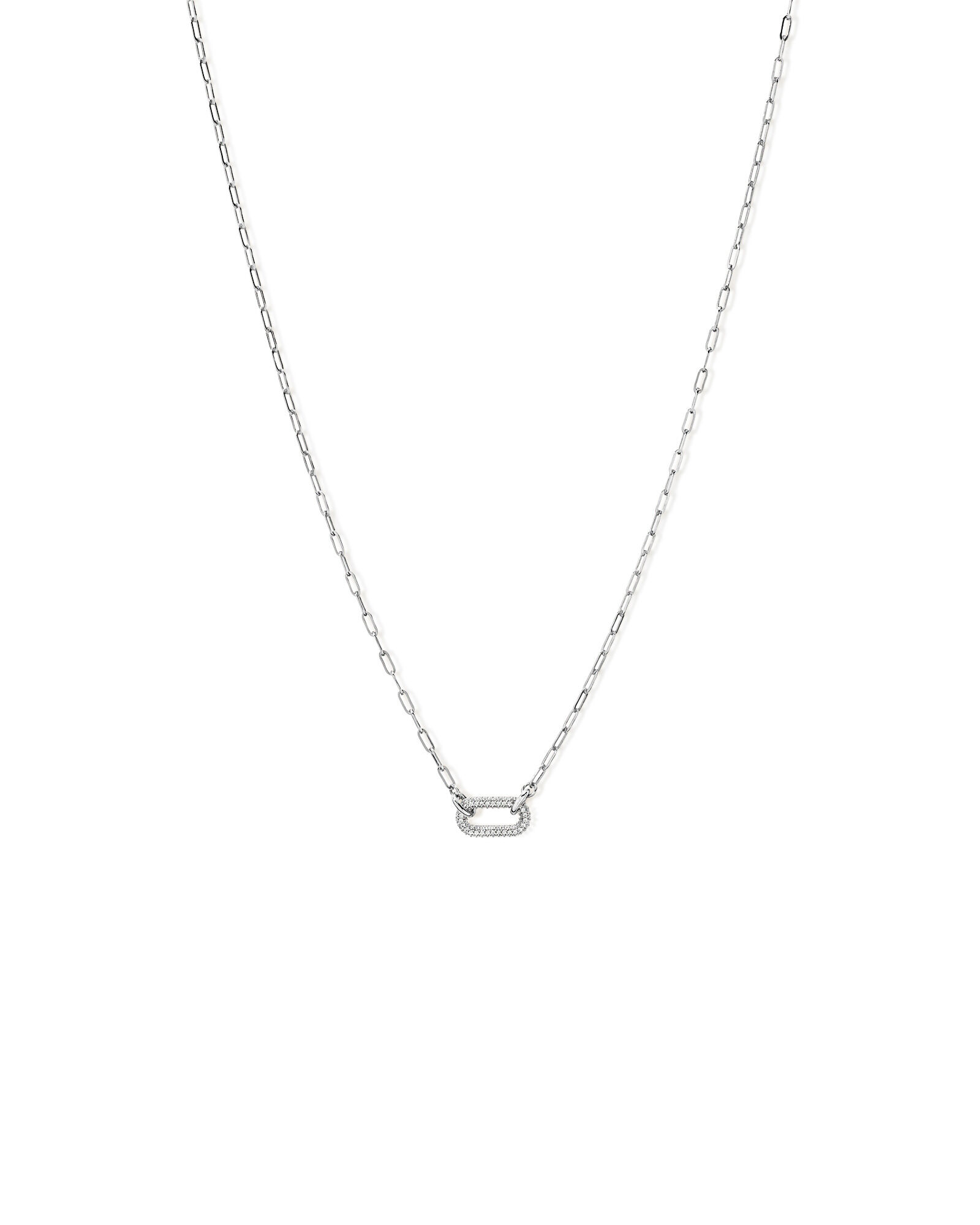 50cm (20") Luxe Link Paperclip Necklace with Cubic Zirconia in Sterling Silver