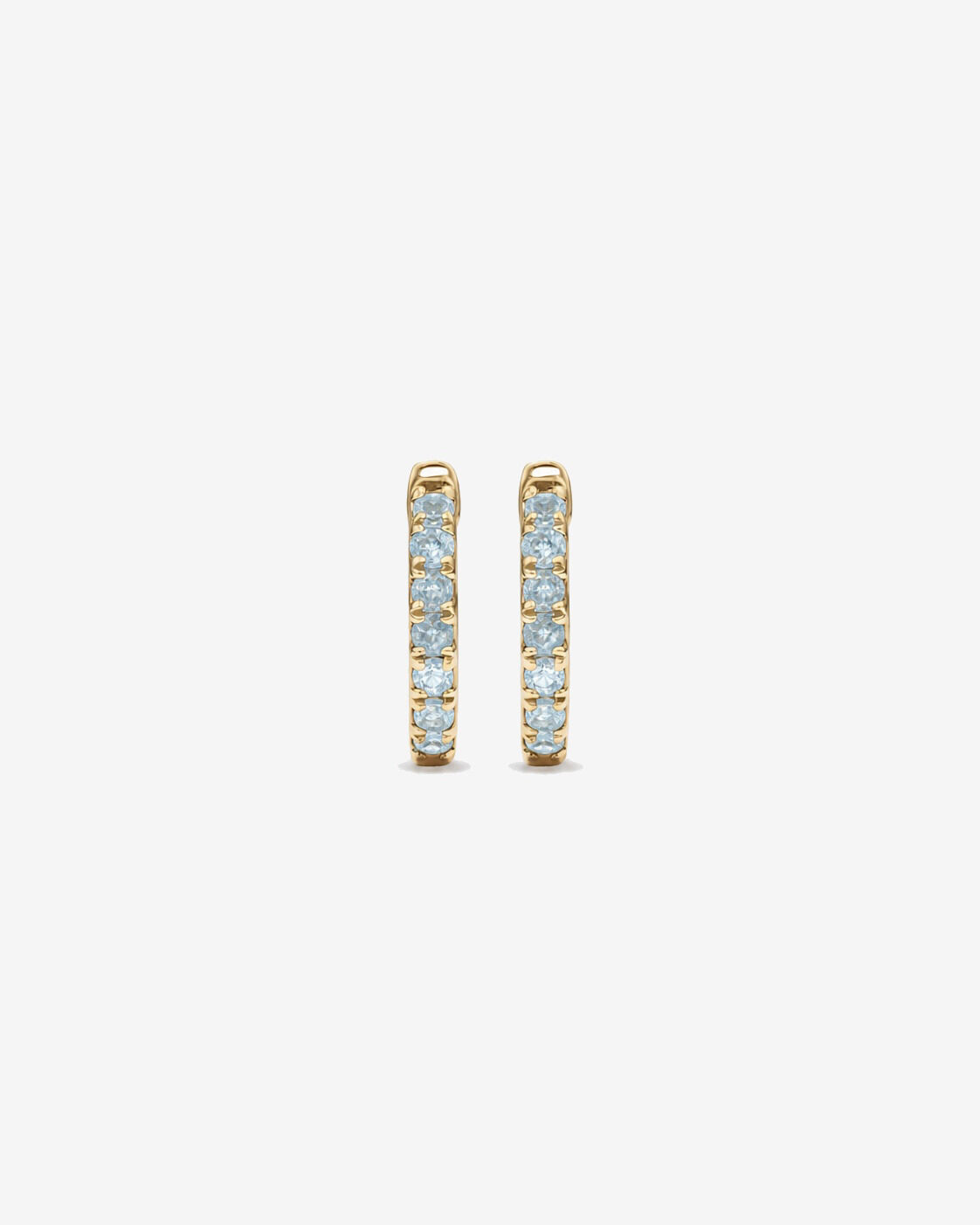 Boucles d'oreilles anneaux Aigue-marine en or jaune 10 ct