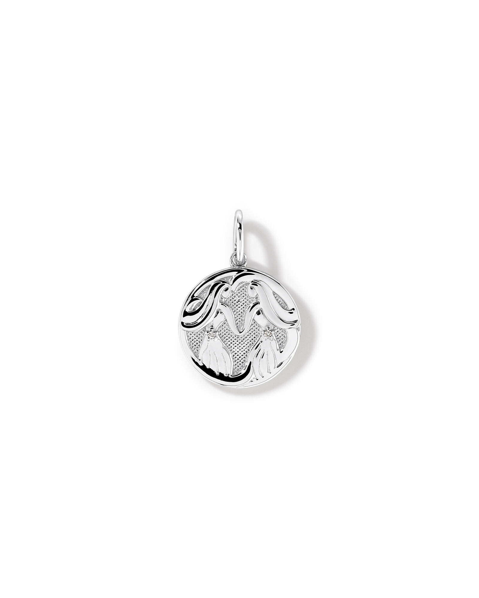 Diamond Accent Gemini Zodiac Pendant in Sterling Silver