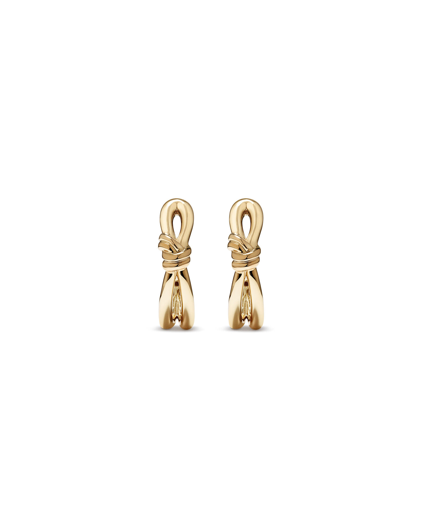 Knot Half Hoop Stud Earrings in 10kt Yellow Gold