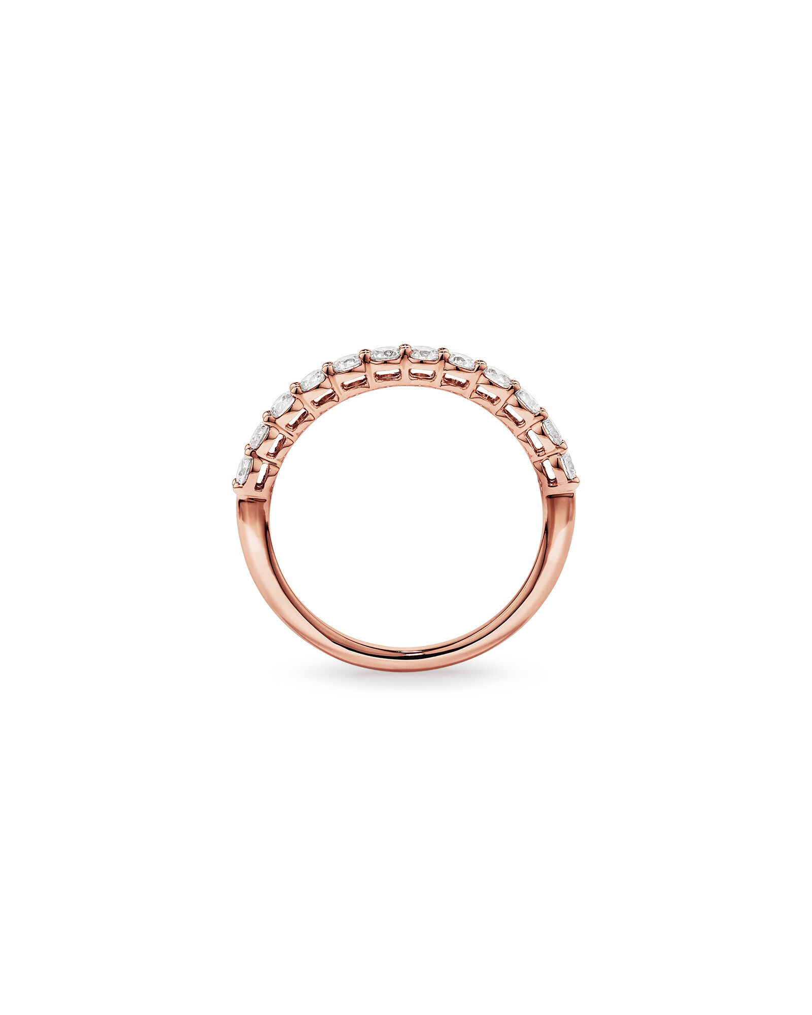 0.60 Carat TW Claw Set Round Brilliant Laboratory-Grown Diamond Wedding Ring in 14kt Rose Gold
