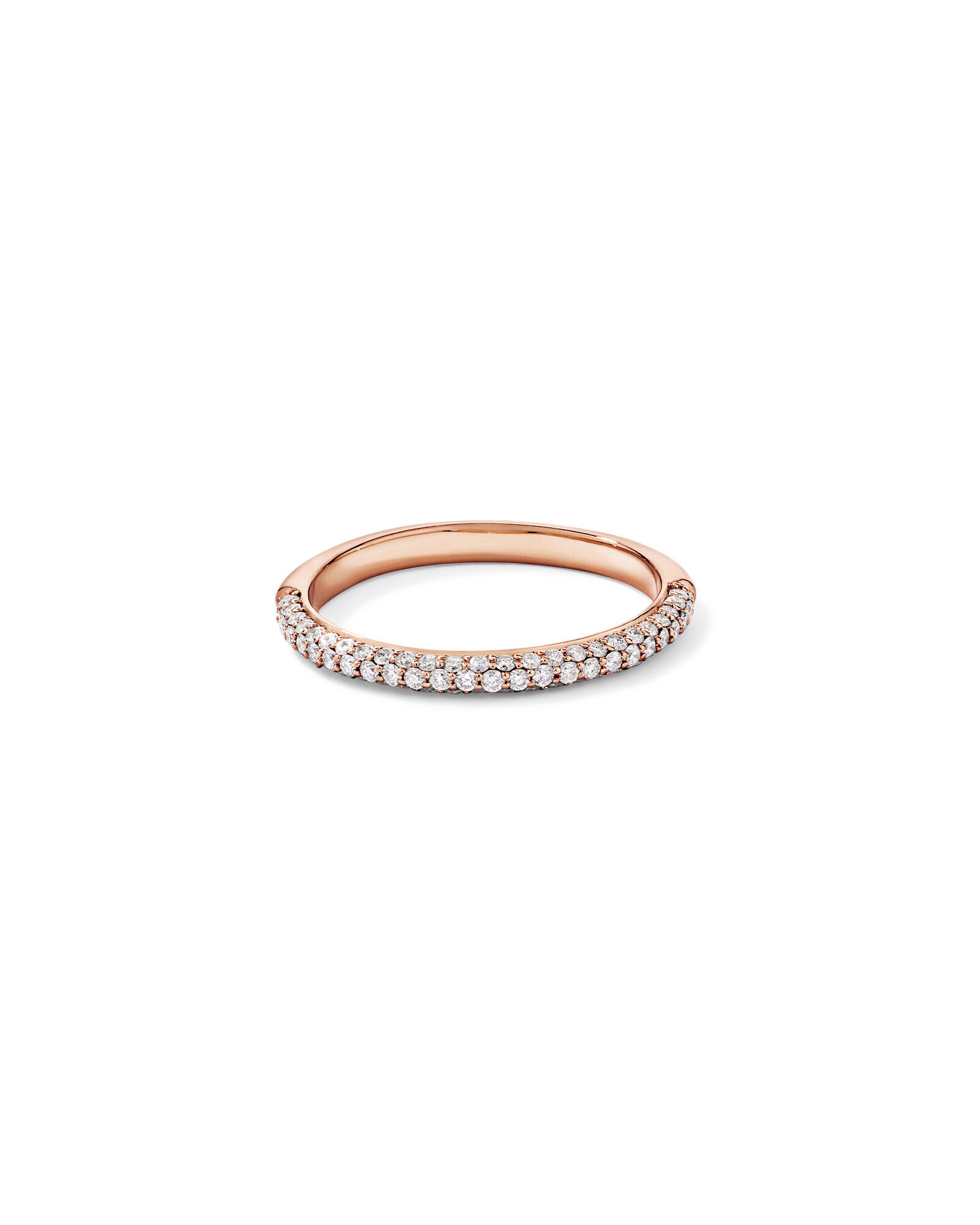 Alliance en or rose 14 carats sertie de diamants taille brillant rond en pav&eacute; (poids total de 0,40 carat)