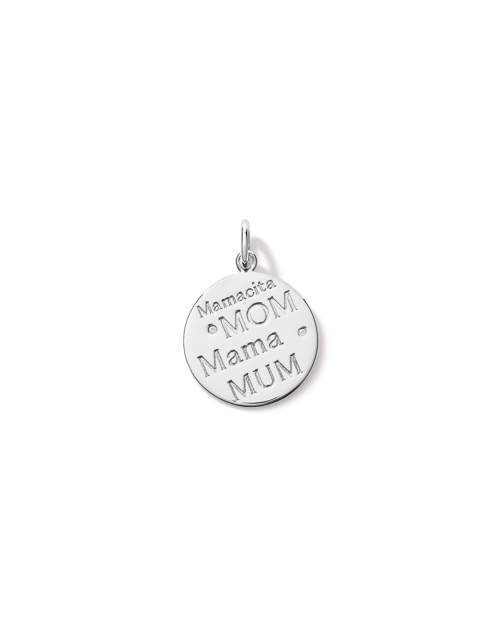 Mum Circle Cubic Zirconia Pendant in Sterling Silver