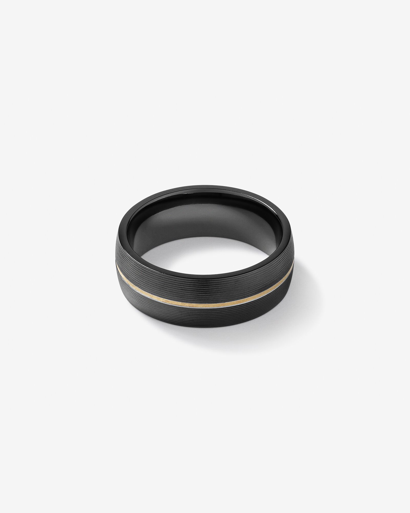 Ring in Black Titanium with Fine 10kt Yellow Gold Inlay