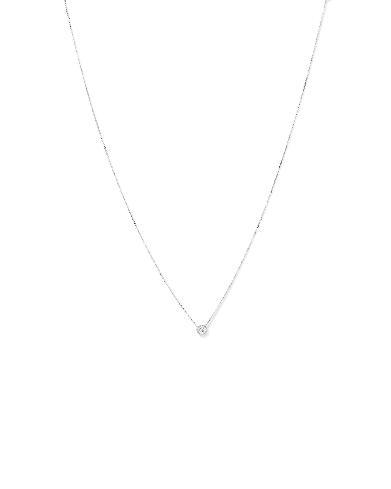 0.25 Carat TW Round Brilliant Diamond Bezel Set Pendant in 18kt White Gold