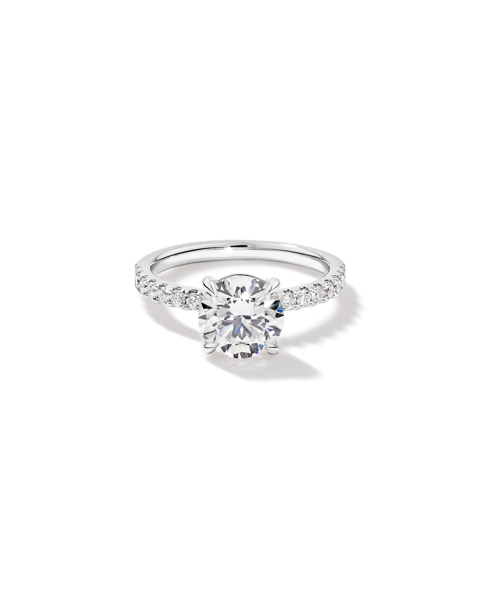 2.31 Carat TW Round Brilliant Lab-Grown Diamond Side Accent Engagement Ring in 14kt White Gold