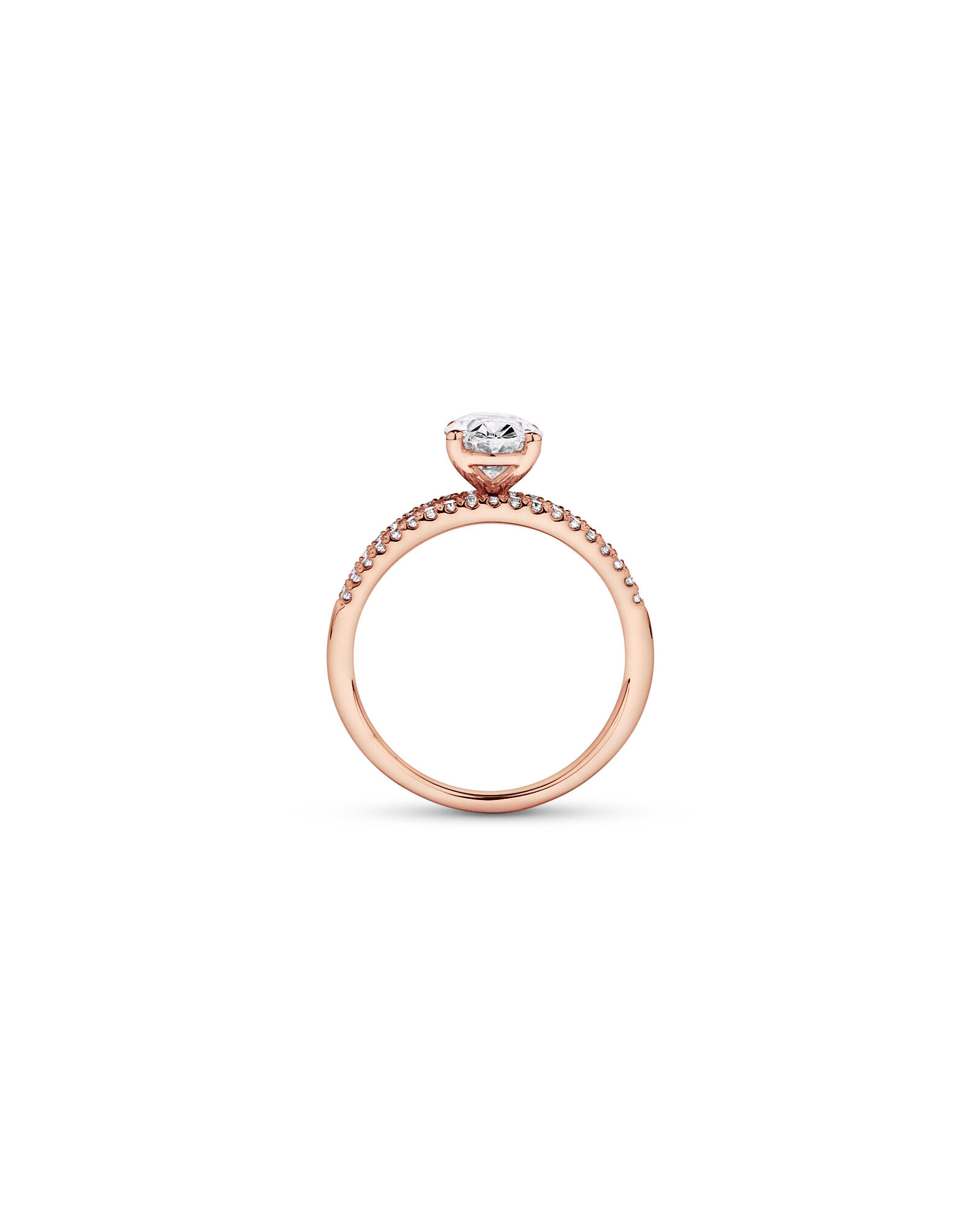 2.21 Carat TW Oval and Baguette Laboratory-Grown Side Accent Diamond Ring in 14kt Rose Gold