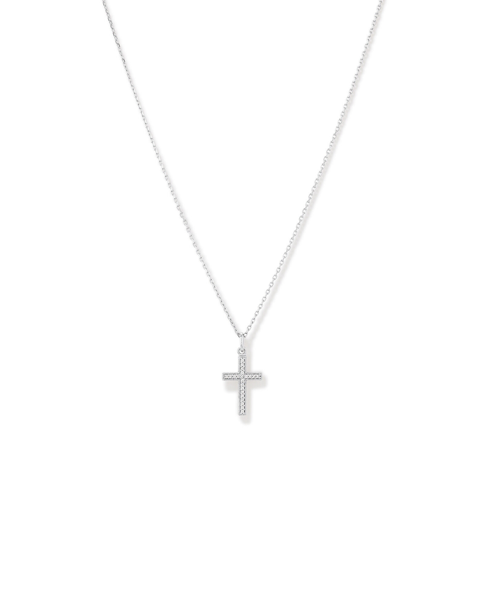 Cubic Zirconia Cross Pendant Necklace in Sterling Silver
