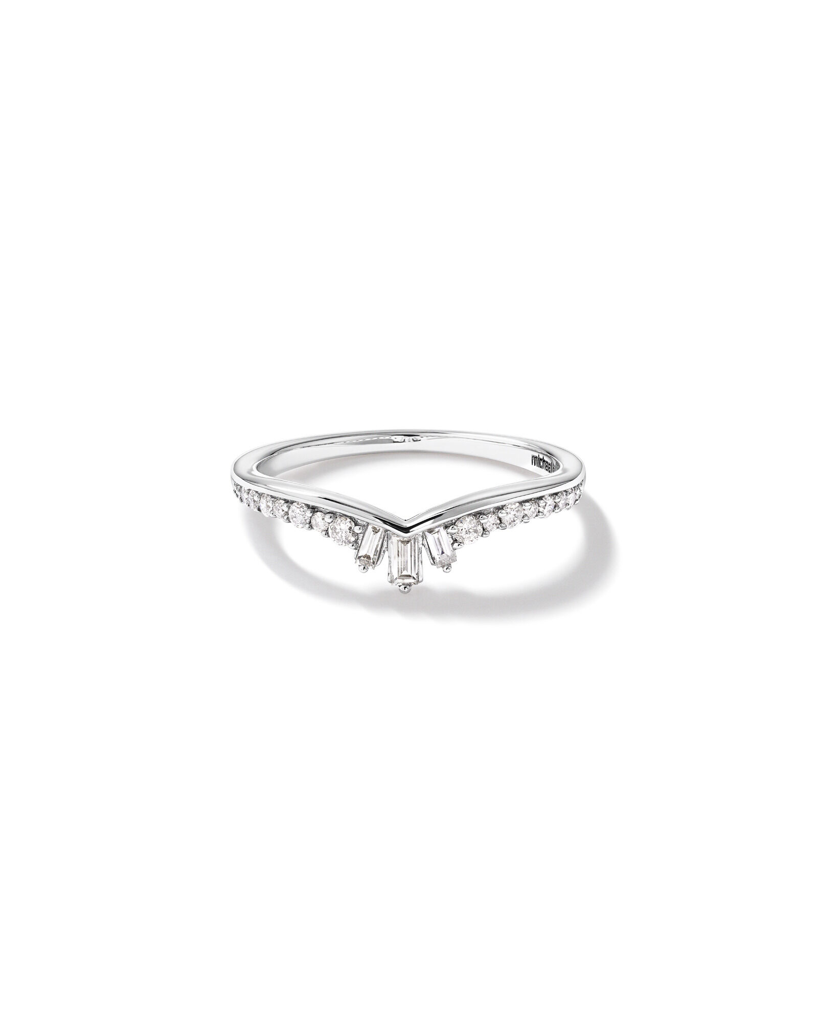 Chevron Wedding Band with .25TW of Diamonds in 14k White Gold