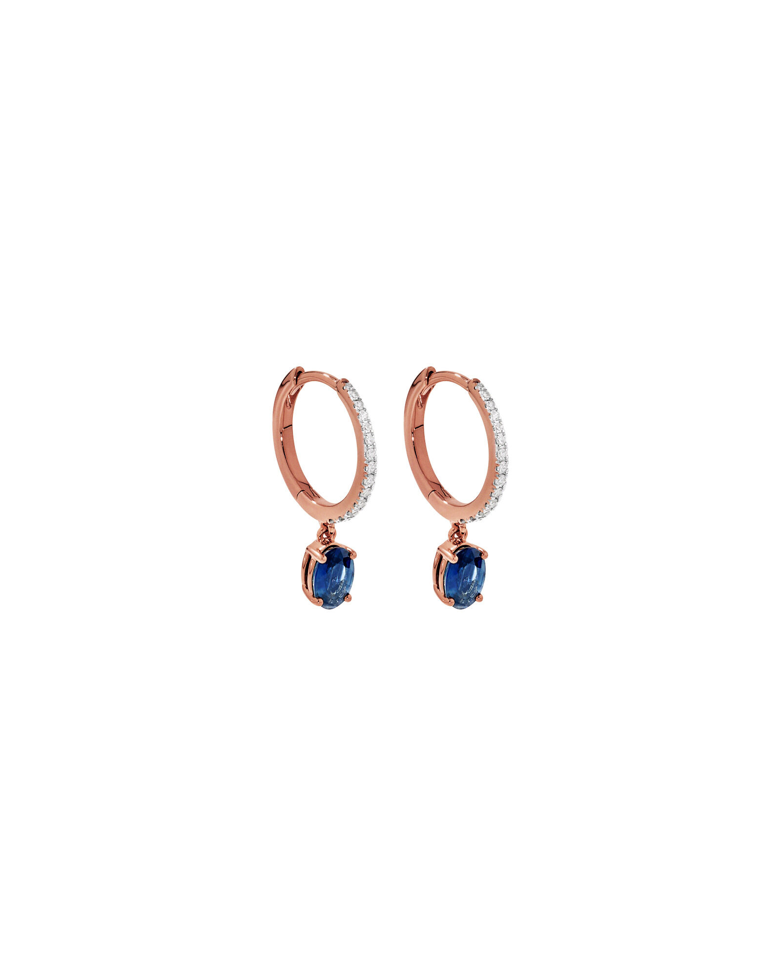 Oreilles tombantes en diamant TW taille saphir australienne et cerceaux en diamant TW 0,15 carat en or rose 10 carats avec Rhodium