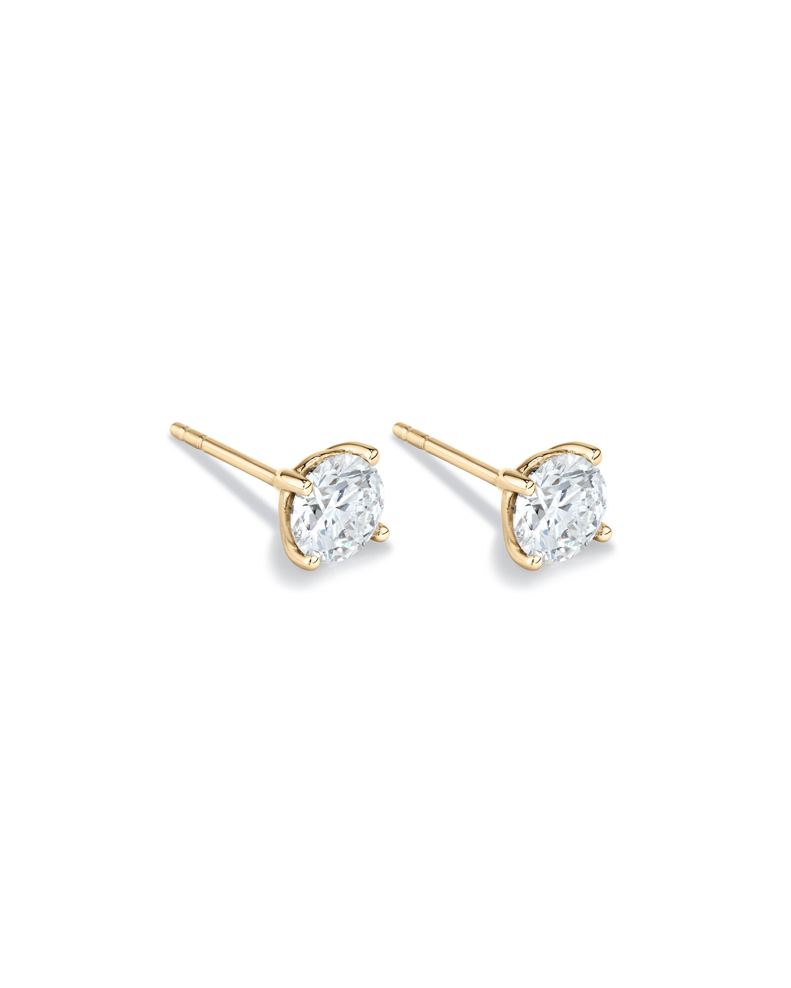 1.00 Carat TW Laboratory-Grown Diamond Solitaire Stud Earrings in 14kt Yellow Gold