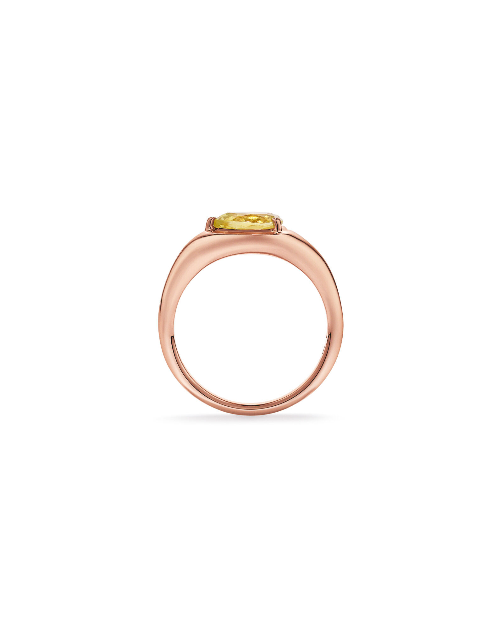 Anneau serti d&rsquo;est-ouest en quartz citron taill&eacute; par la poire en or rose 10 carats