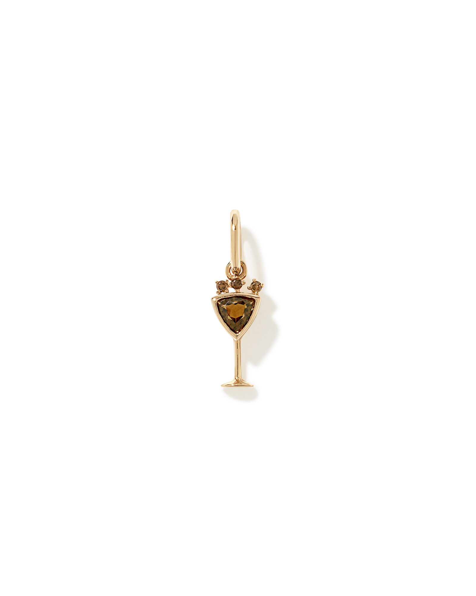 Pendentif cocktail Espresso Martini en quartz fum&eacute; en Vermeil or 18 carats