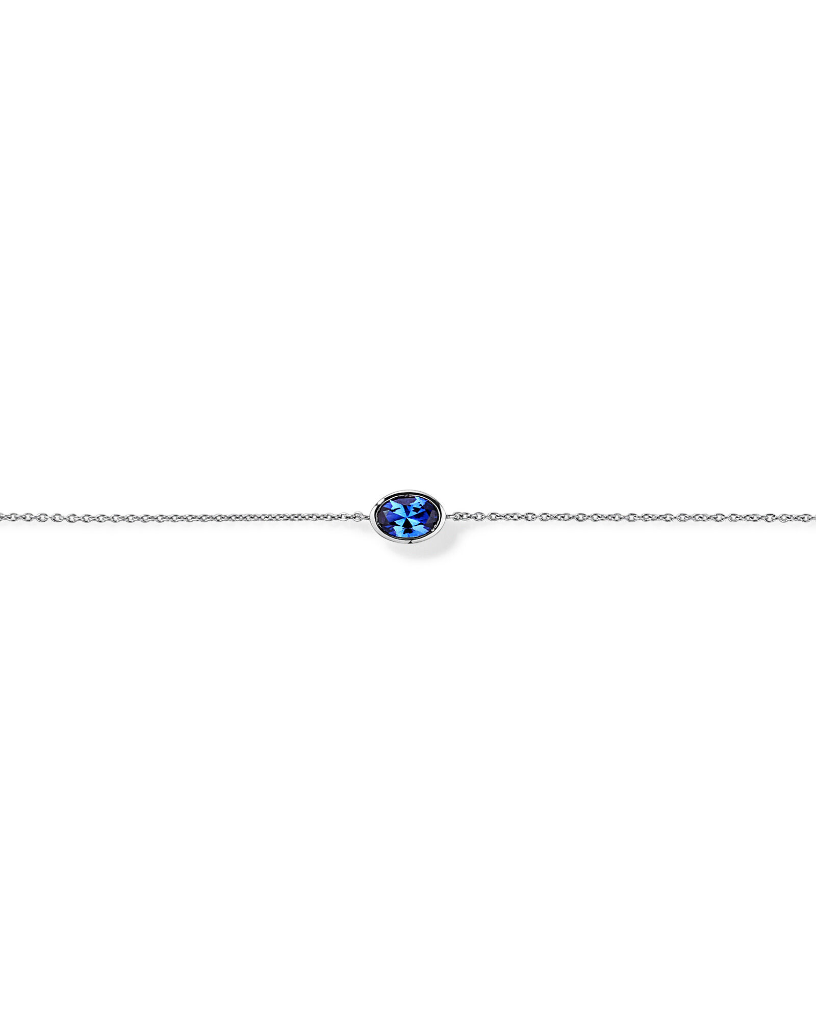 Bracelet en lunette en saphir ovale bleu en or blanc 10 carats