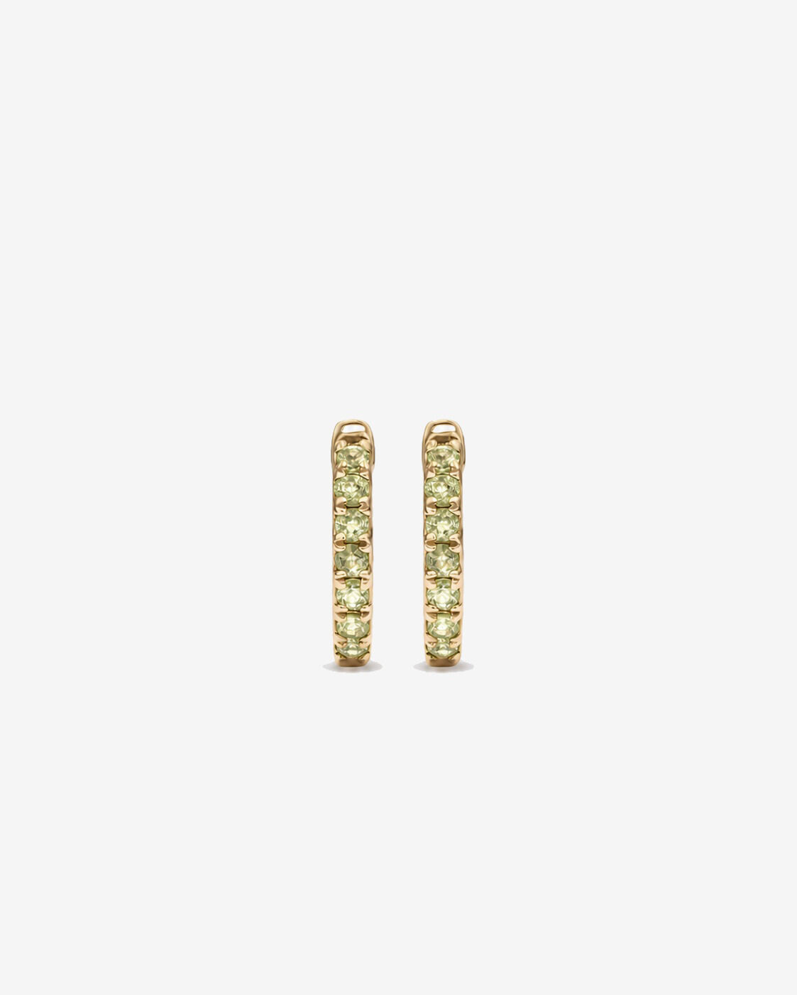 Boucles d'oreilles anneaux P&eacute;ridot en or jaune 10 ct