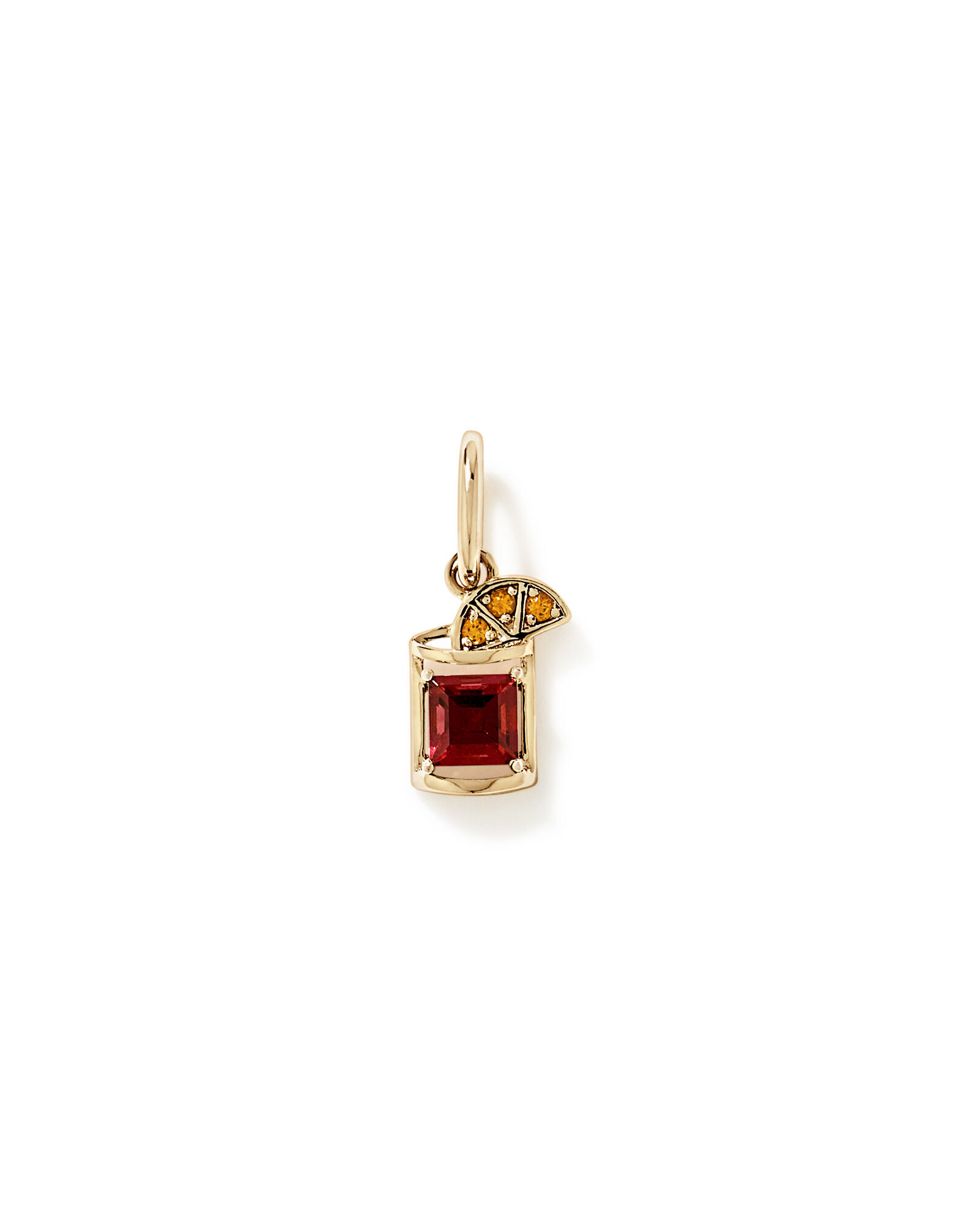 Pendentif cocktail Negroni en grenat et citrine framboise en Vermeil or 18 carats