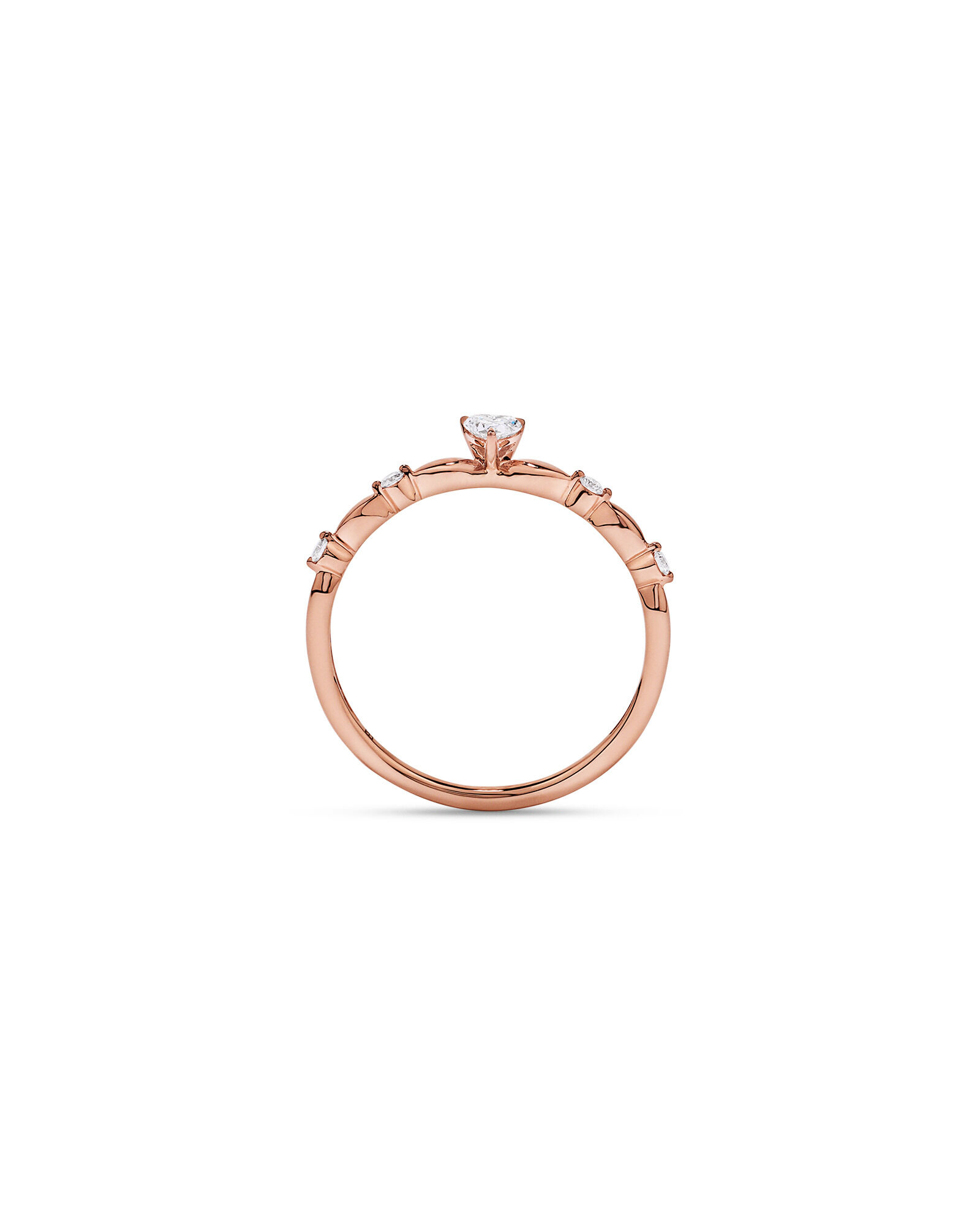 Bague de promesse en or rose 10 carats avec diamants de laboratoire taille c&oelig;ur et rond brillant (poids total de 0,15 carat)