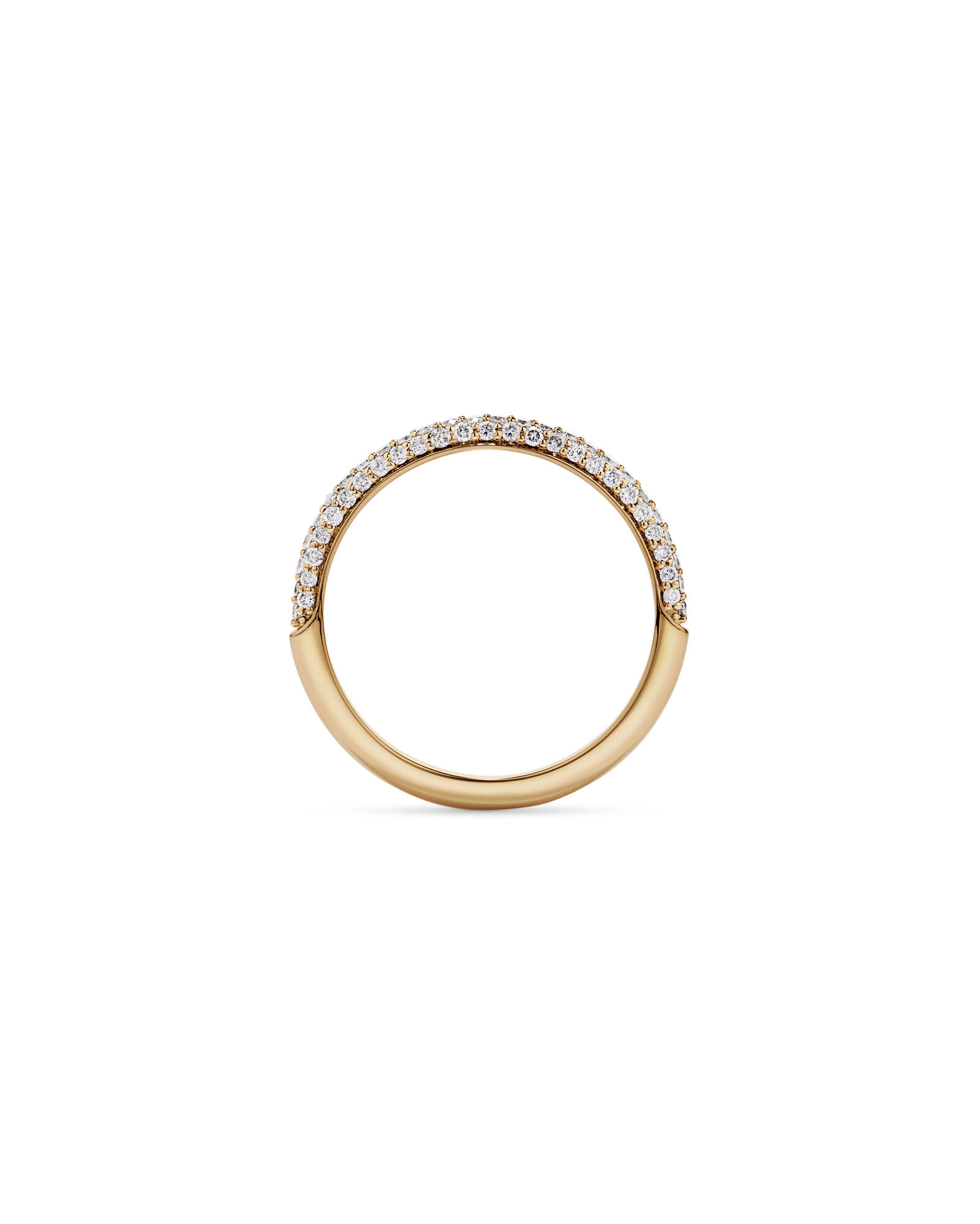 Alliance en or jaune 14 carats sertie de diamants taille brillant rond en pav&eacute; (poids total de 0,40 carat)