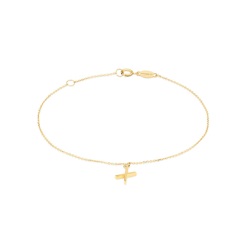 19cm (7.5") X Initial Bracelet in 10kt Yellow Gold