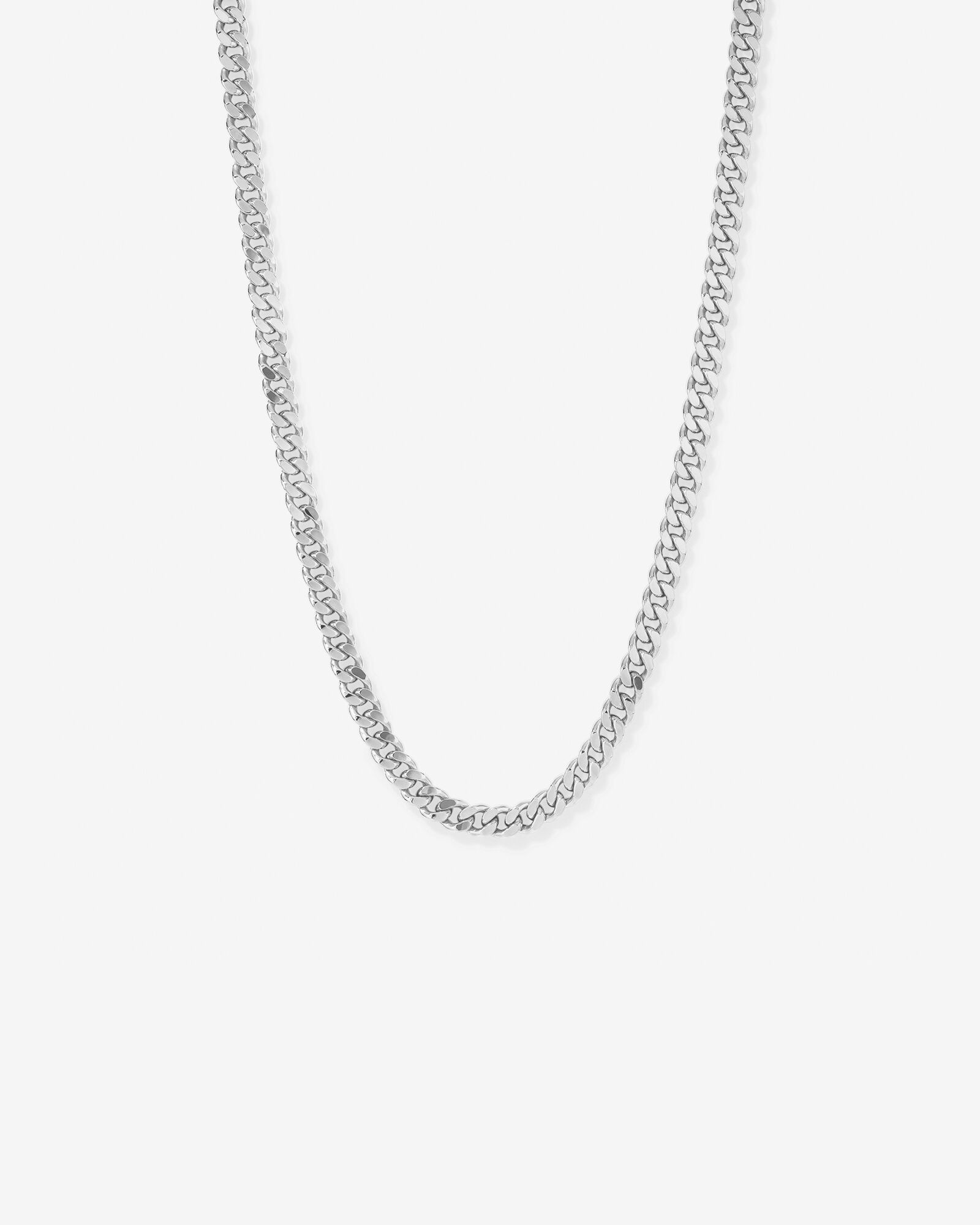 50cm (22") 9mm Width Semi Solid Diamond Cut Curb Chain in 10kt White Gold