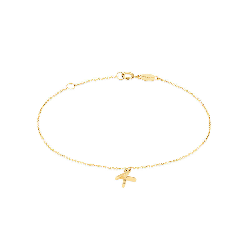 19cm (7.5") K Initial Bracelet in 10kt Yellow Gold