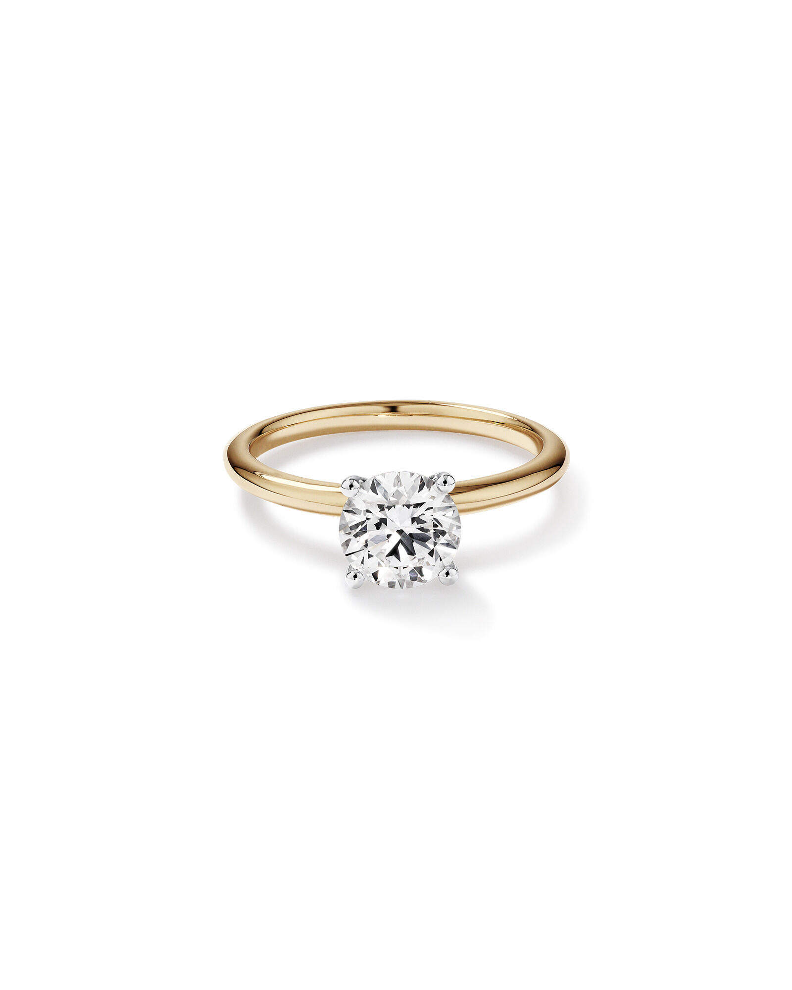 Bague de fian&ccedil;ailles en diamant solitaire ronde brillante cultiv&eacute;e en laboratoire de 1,25 carat en or jaune et blanc 14 carats