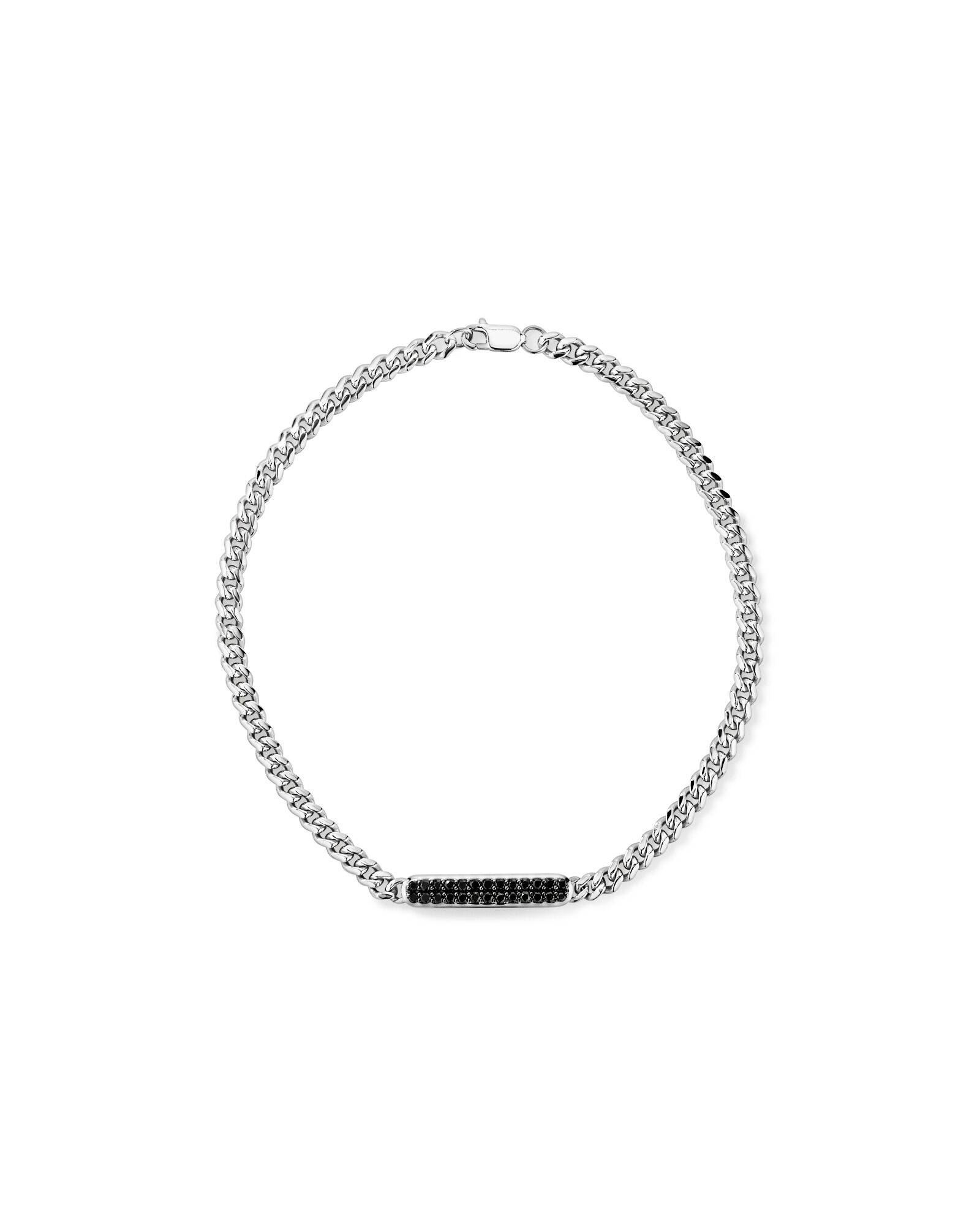 Men's 0.30 Carat TW Black-Diamond Micro Curb Bracelet in Sterling Silver