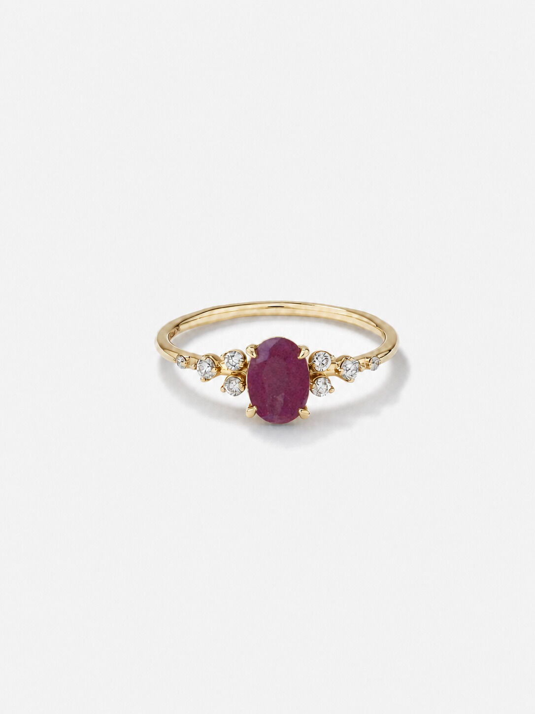Bague Rubis avec diamants 0,12 ct PT en or jaune 10 ct