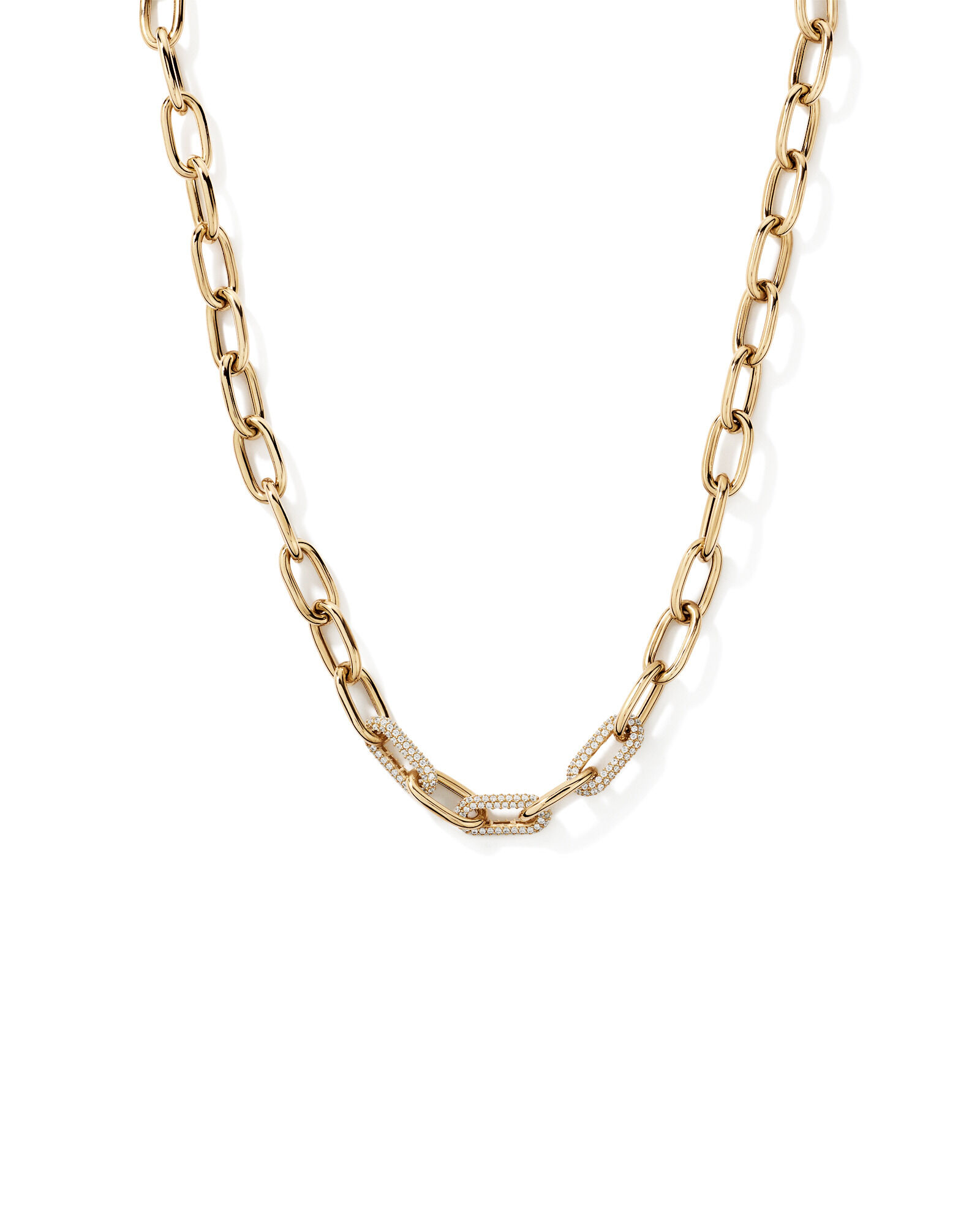 45cm (18") Luxe Link Necklace with Cubic Zirconia in 18kt Vermeil