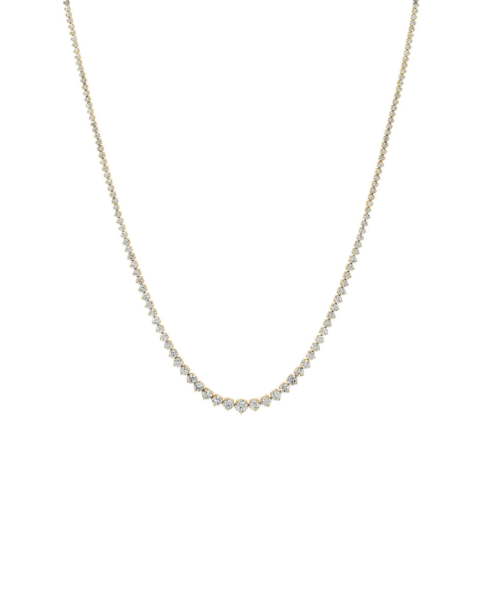 10.00 Carat TW Graduated Diamond Riviera Tennis Necklace in 18kt Yellow Gold