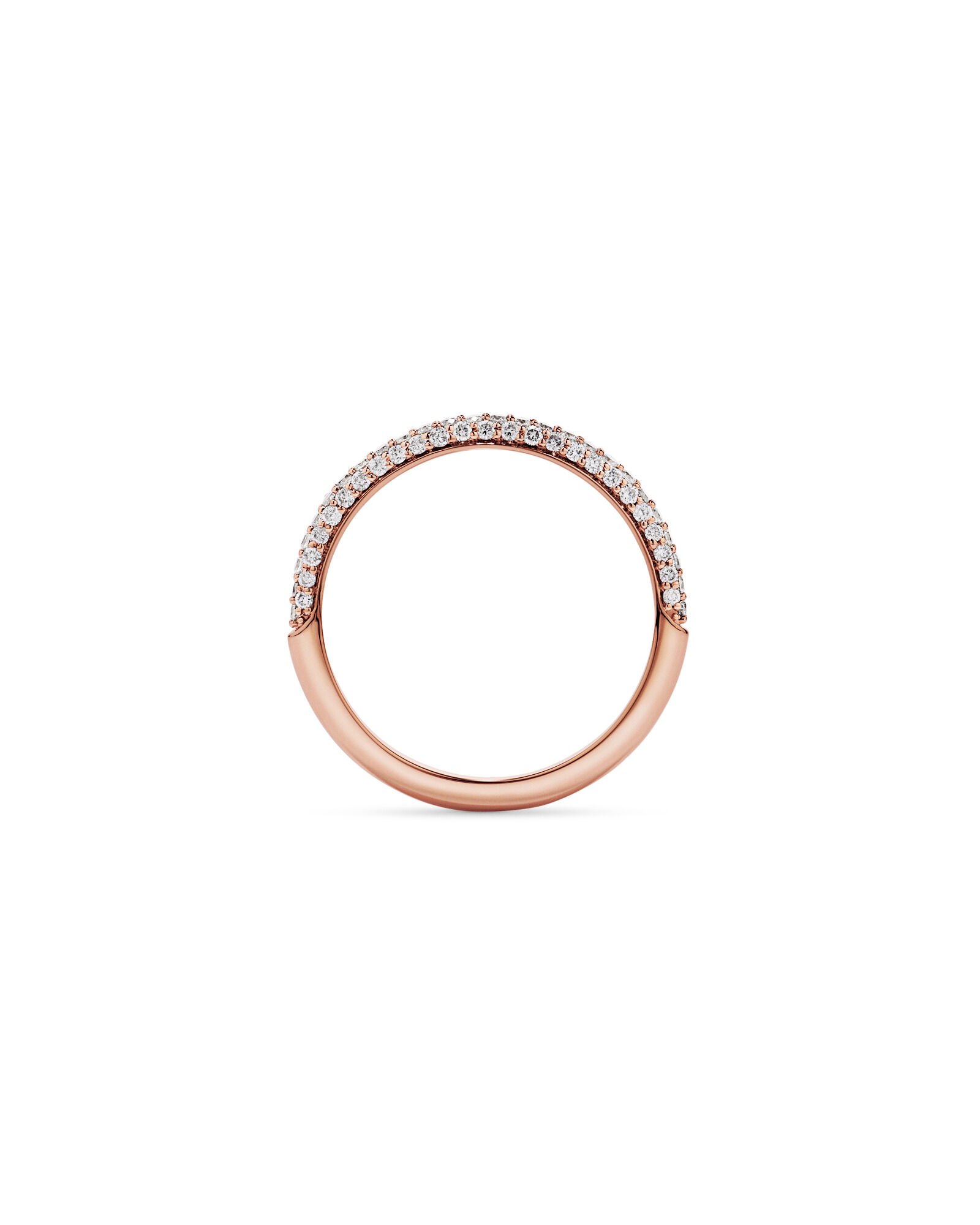 Alliance en or rose 14 carats sertie de diamants taille brillant rond en pav&eacute; (poids total de 0,40 carat)