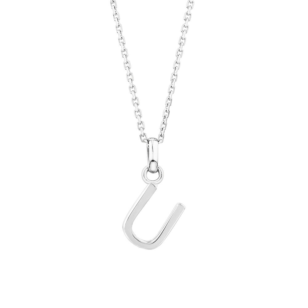 "U" Initial Pendant in Sterling Silver