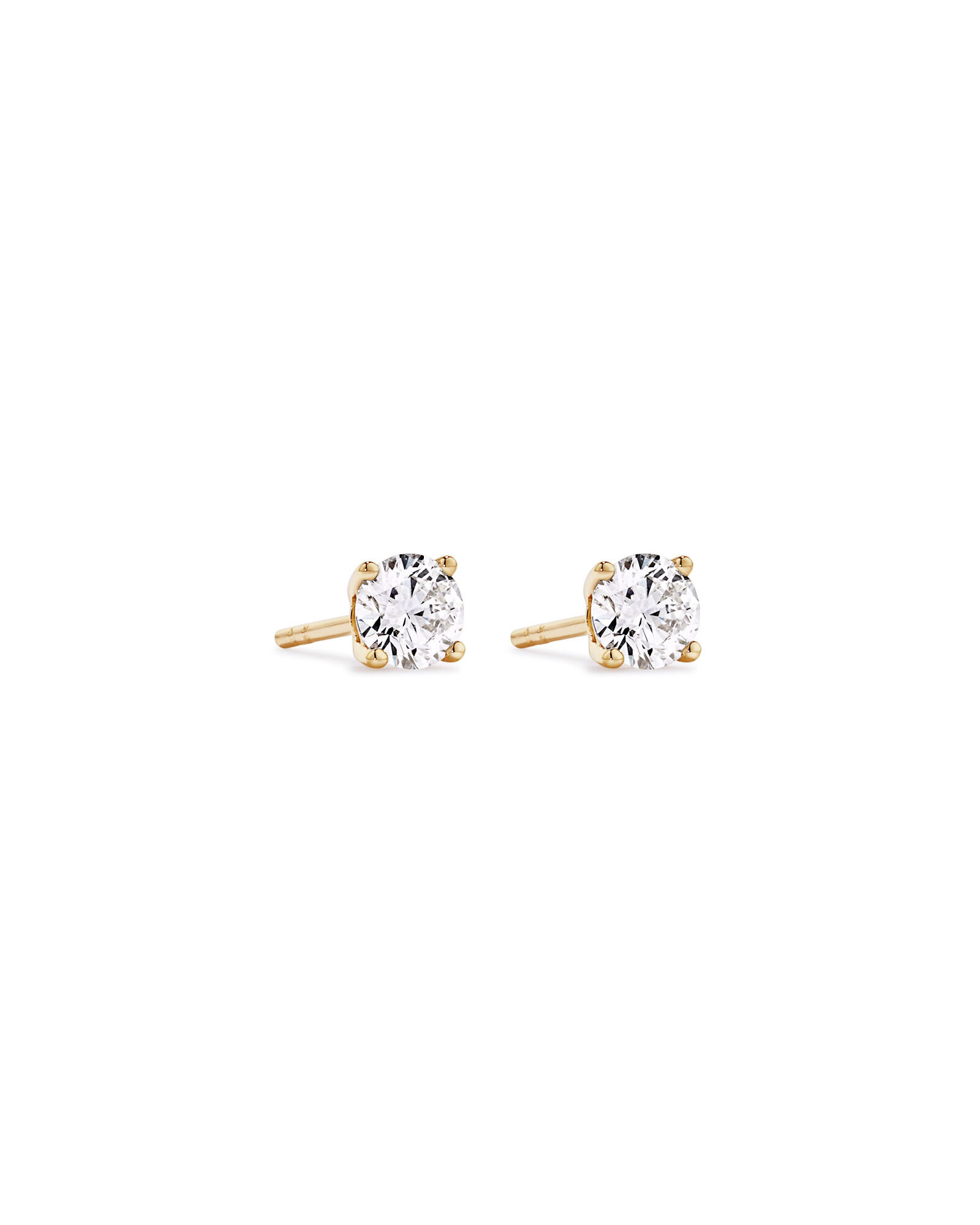 0.60 Carat TW Round Brilliant Laboratory-Grown Diamond Solitaire Stud Earrings in 10kt Yellow Gold