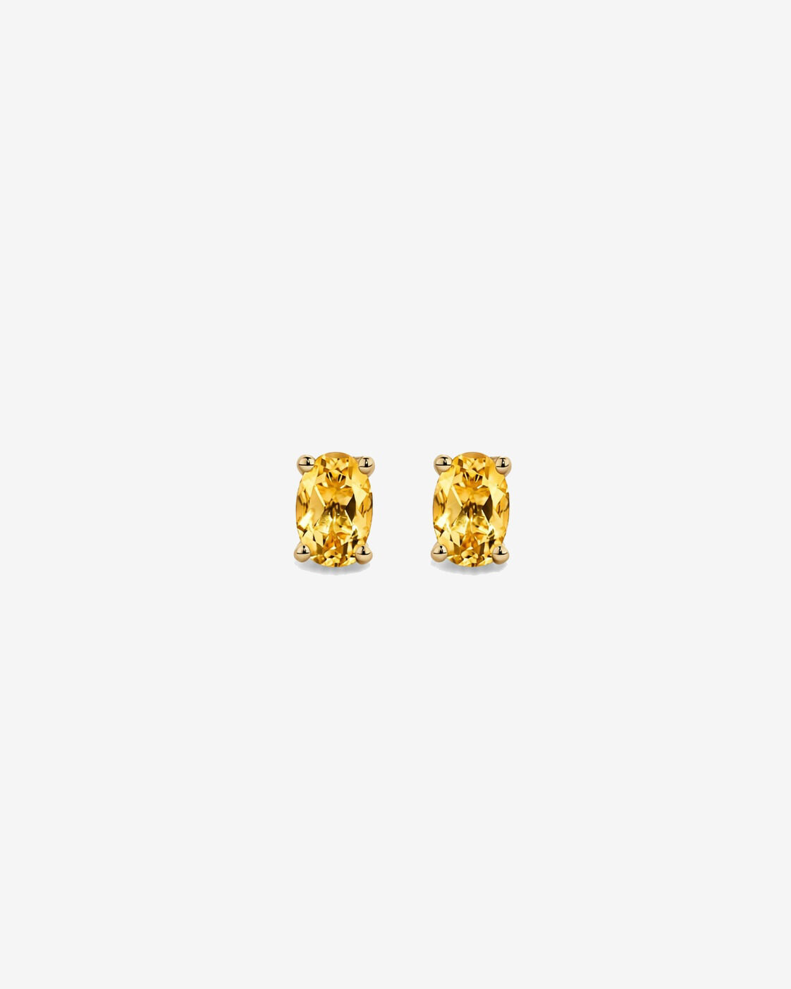 Boucles d'oreilles puces en or jaune 10 carats avec citrine ovale
