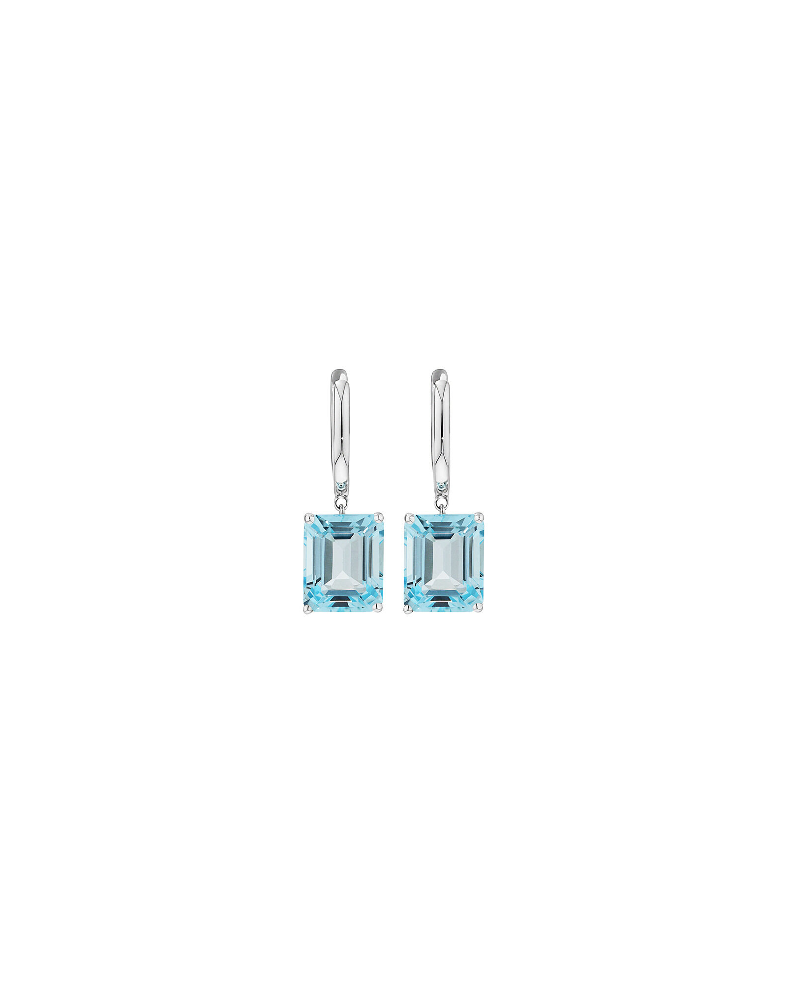 Boucles d&rsquo;oreilles tombantes en topaze bleu ciel taille &eacute;meraude en argent sterling