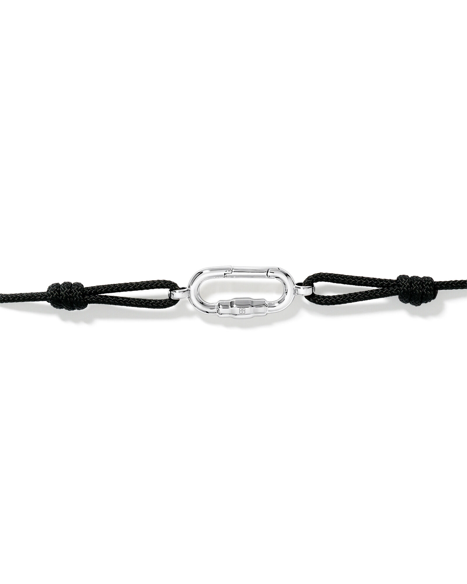 Black Double Knotted Cord Bracelet in Sterling Silver