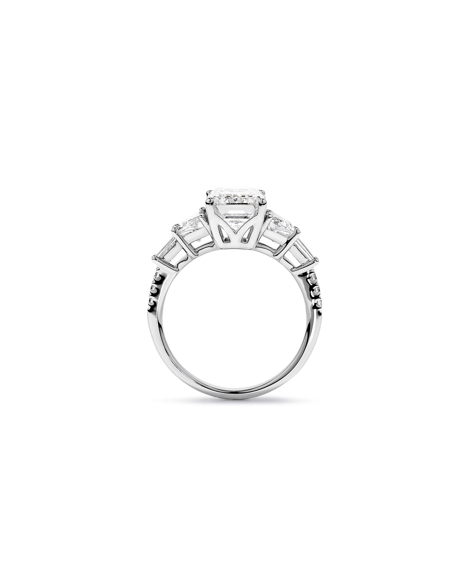 4.26 Carat TW Emerald Cut Laboratory-Grown Diamond Engagement Ring in 18kt White Gold