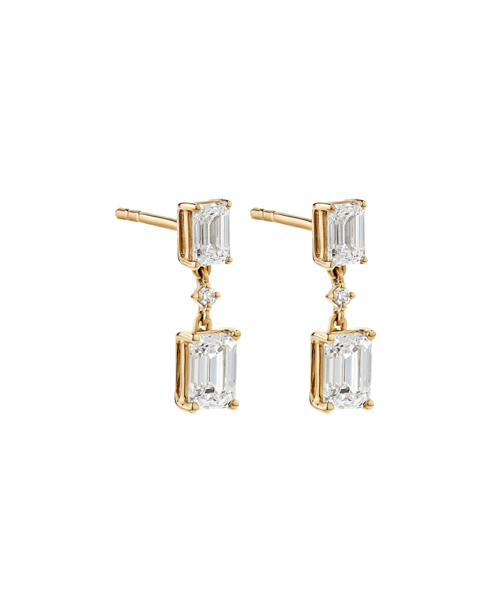 Boucles d&rsquo;oreilles en diamant en diamant cultiv&eacute;es en laboratoire de 1,51 carats en or jaune 10 carats