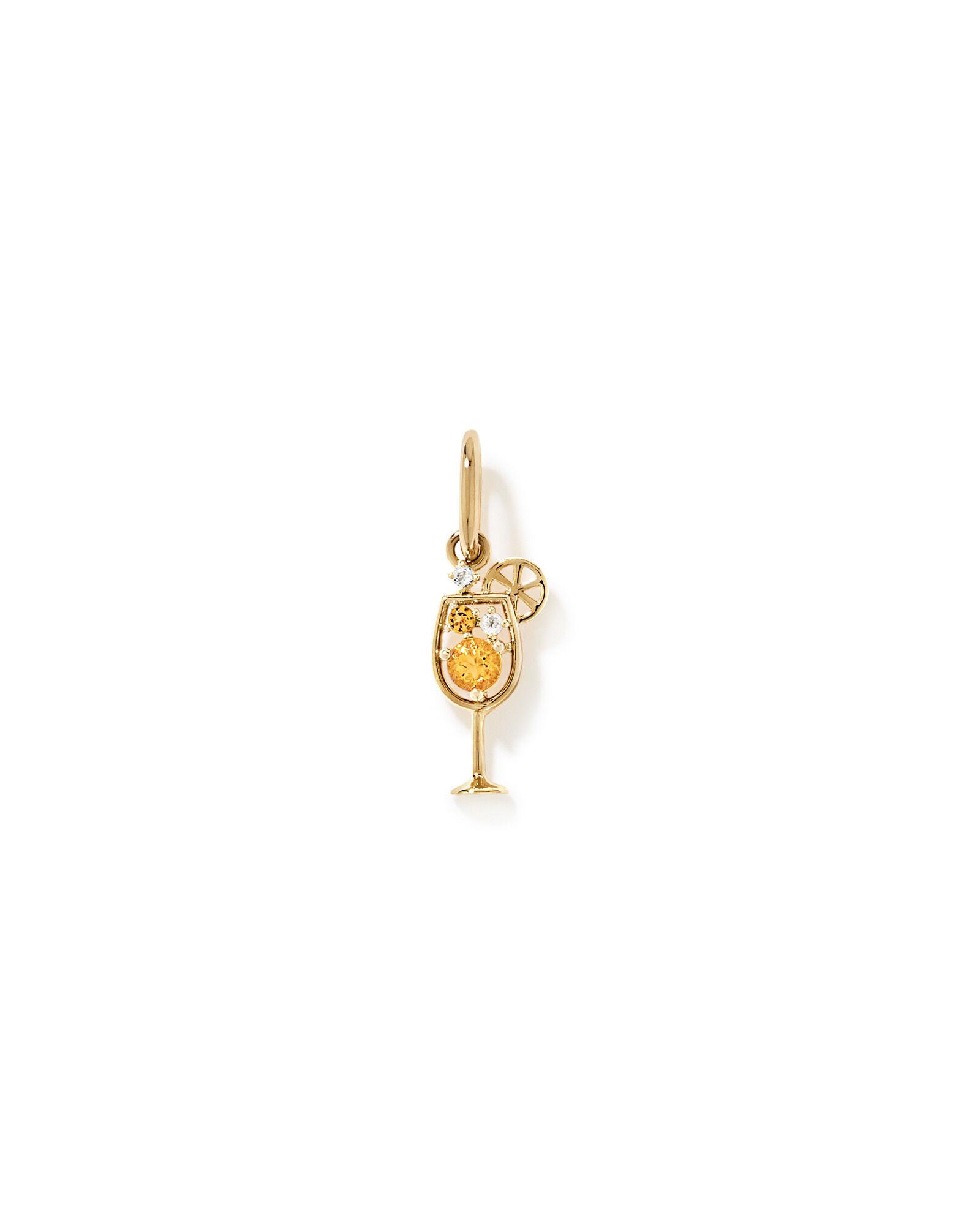 Pendentif cocktail Aperol Spritz en citrine et topaze blanche en Vermeil or 18 carats